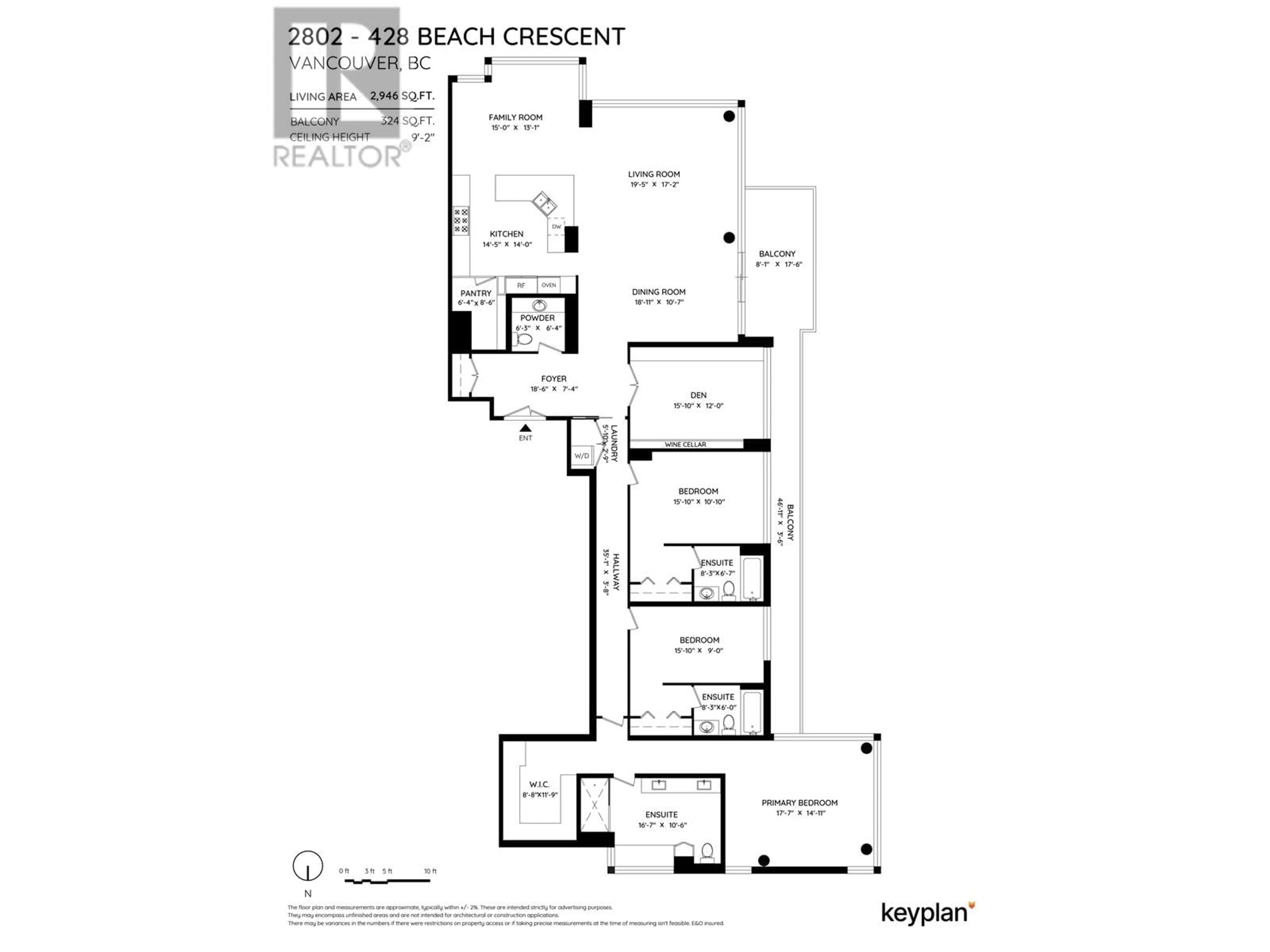 Floor plan for 2802 428 BEACH CRESCENT, Vancouver British Columbia V6Z3G1