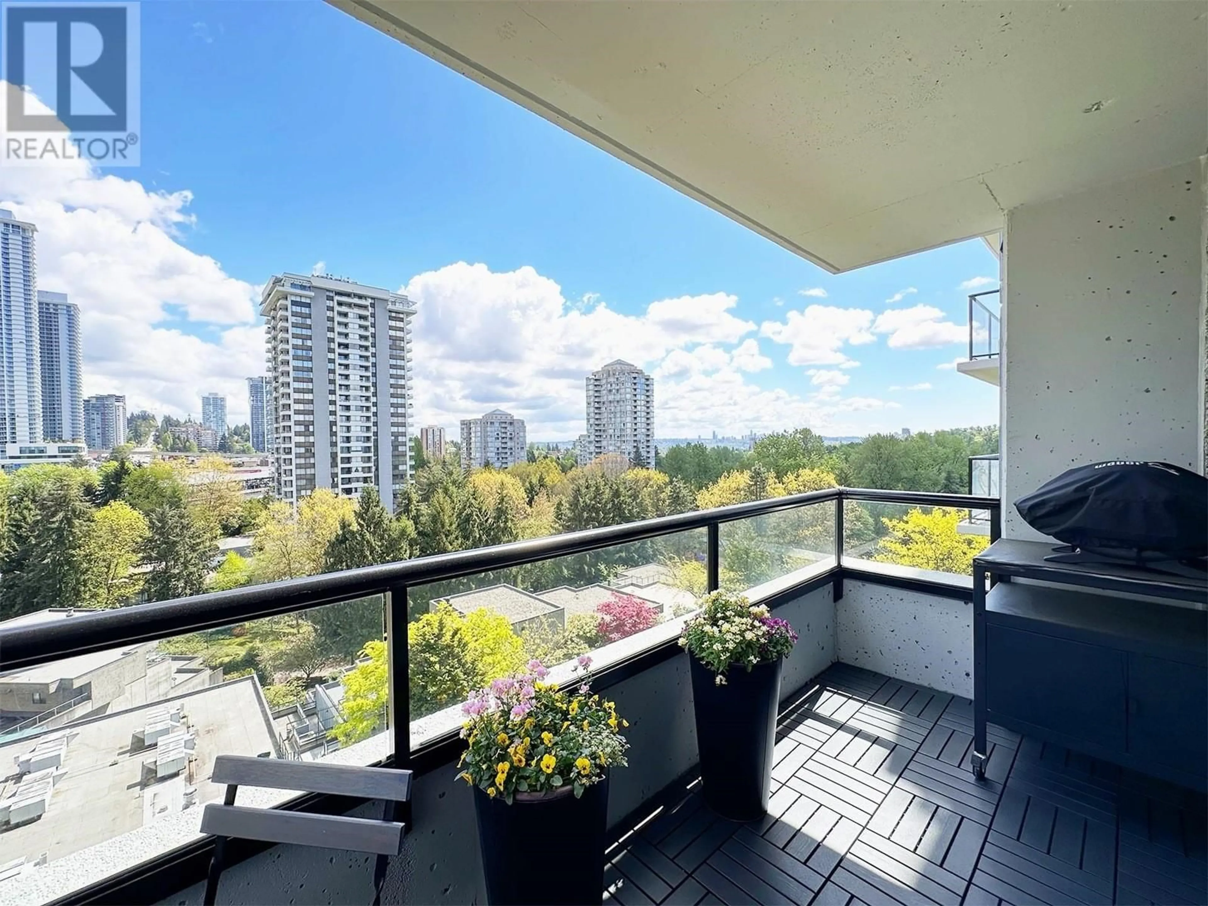 Balcony in the apartment, city buildings view from balcony for 706 3980 CARRIGAN COURT, Burnaby British Columbia V3N4S6