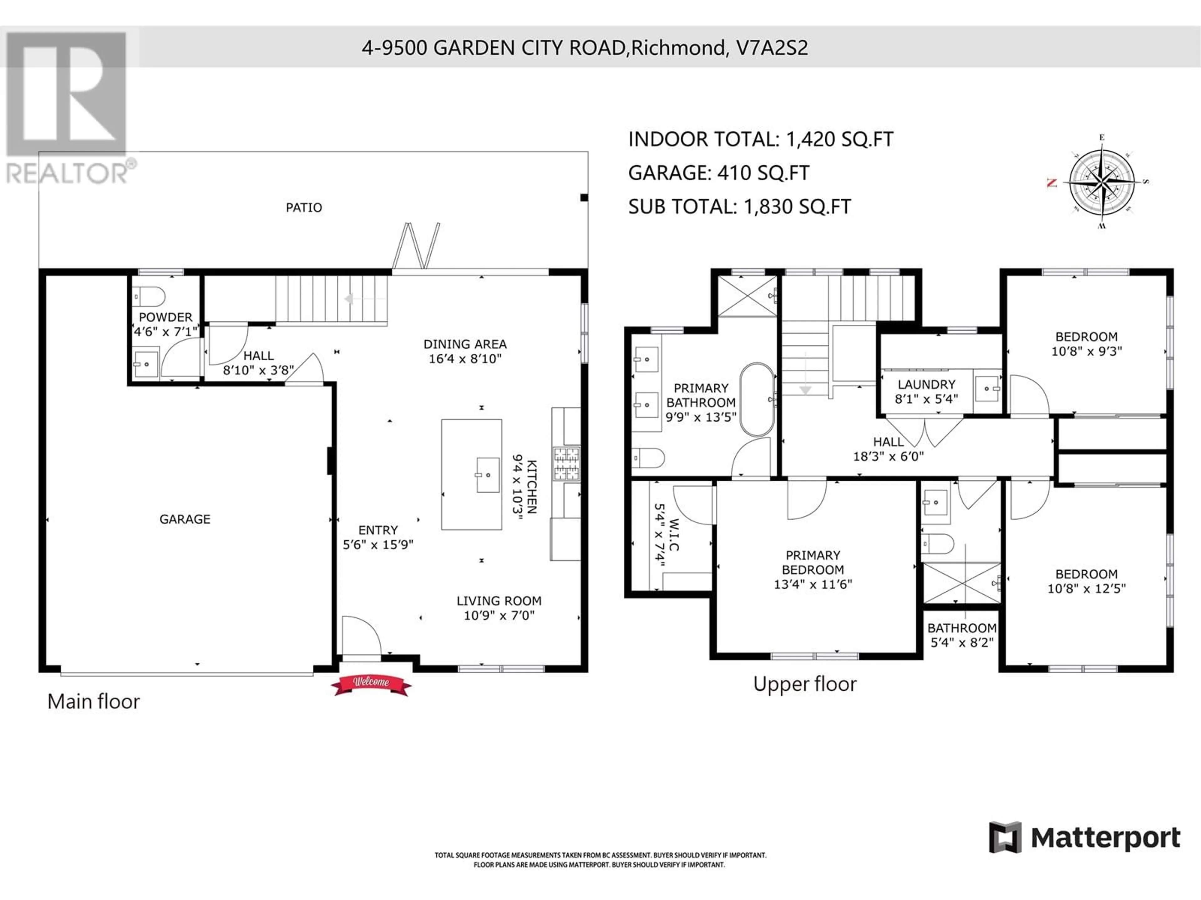 Floor plan for 4 - 9500 GARDEN CITY ROAD, Richmond British Columbia V7A2S2