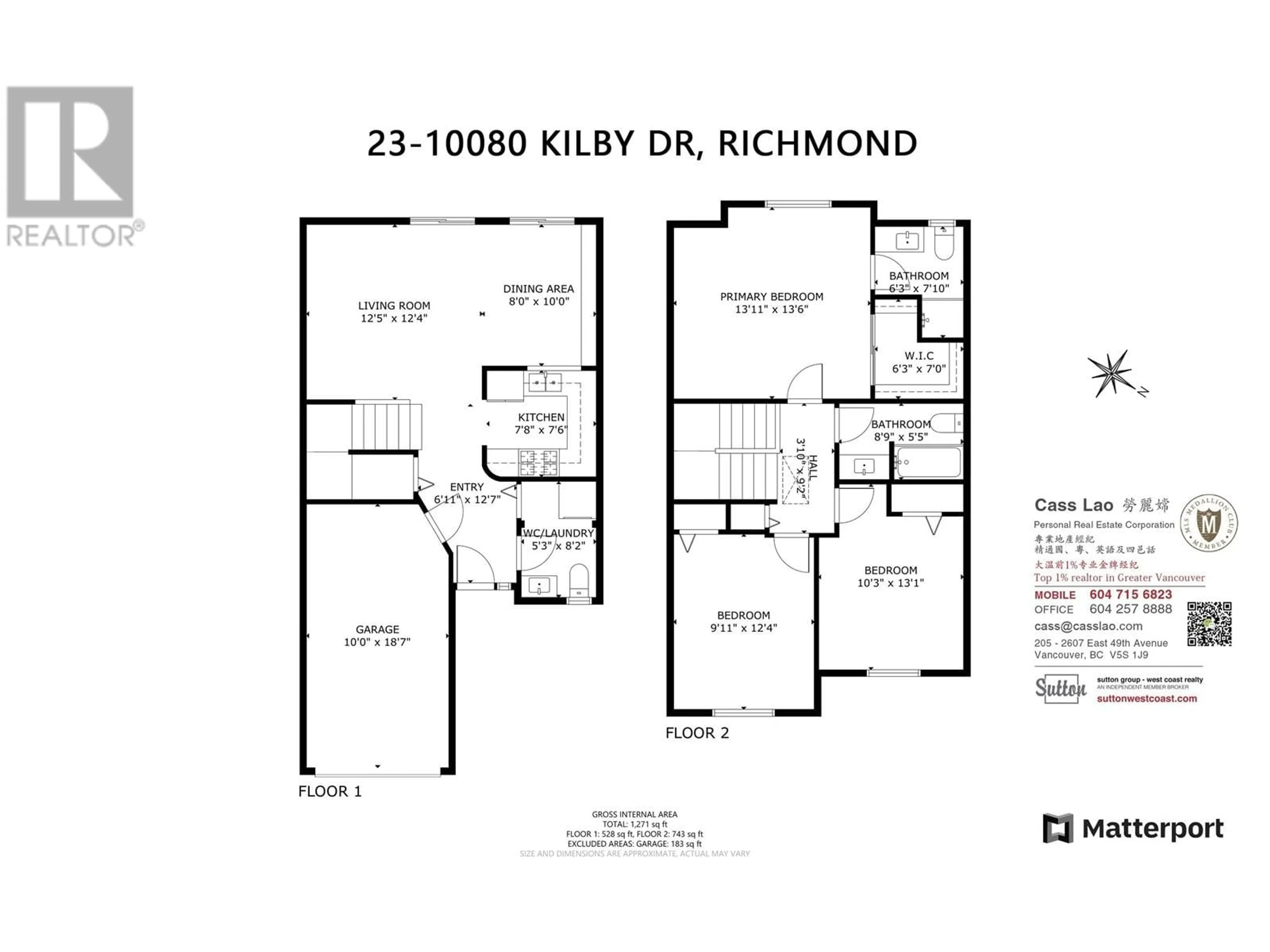 Floor plan for 23 - 10080 KILBY DRIVE, Richmond British Columbia V6X3W2