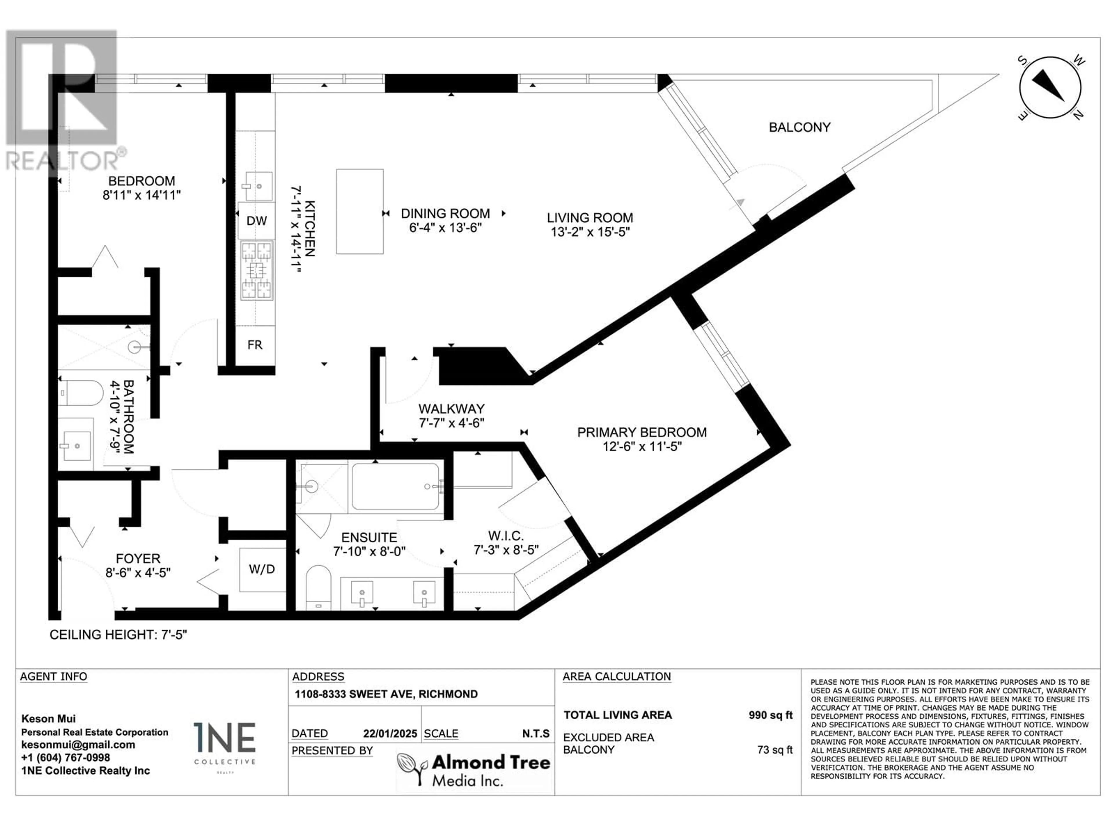 Floor plan for 1108 - 8333 SWEET AVENUE, Richmond British Columbia V6X0P4