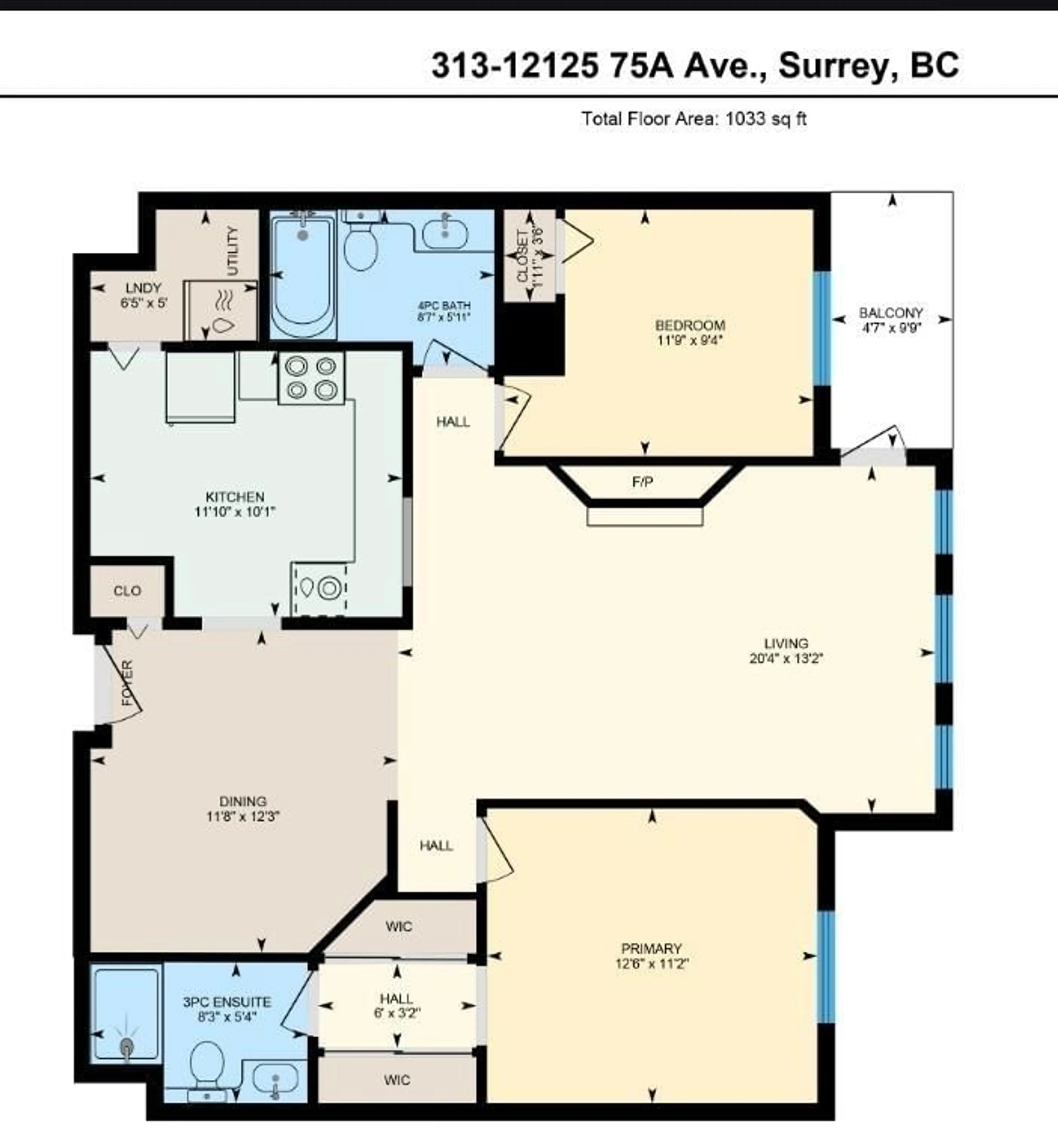 Floor plan for 313 - 12125 75A, Surrey British Columbia V3W1B9