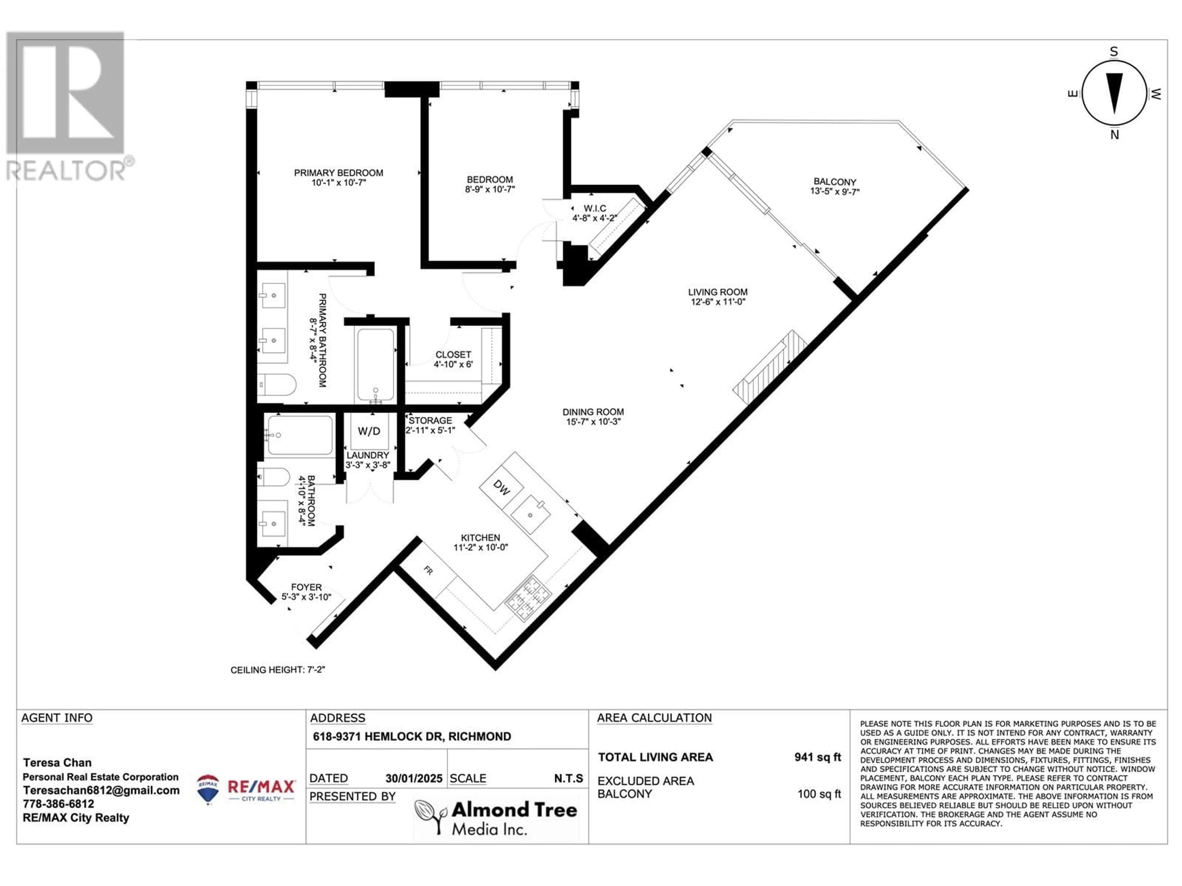 Floor plan for 618 9371 HEMLOCK DRIVE, Richmond British Columbia V6Y4K6