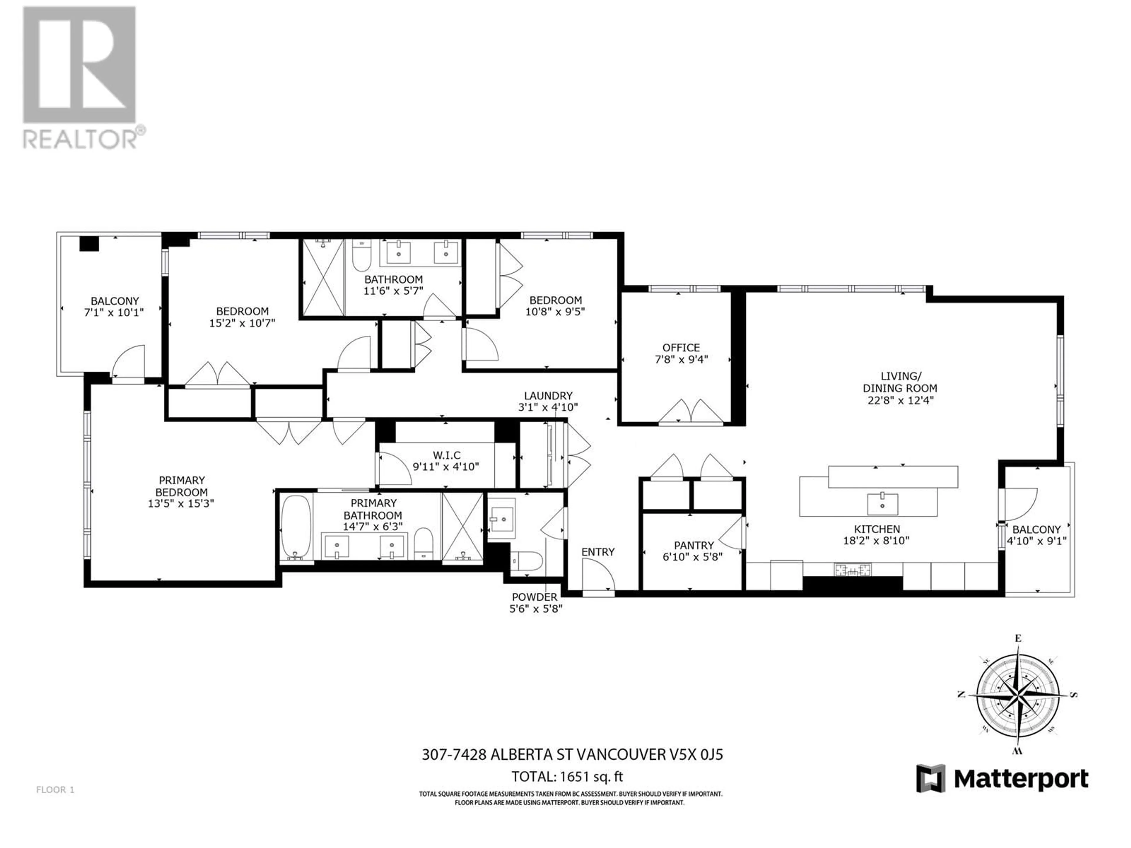 Floor plan for 307 - 7428 ALBERTA STREET, Vancouver British Columbia V5X0J5