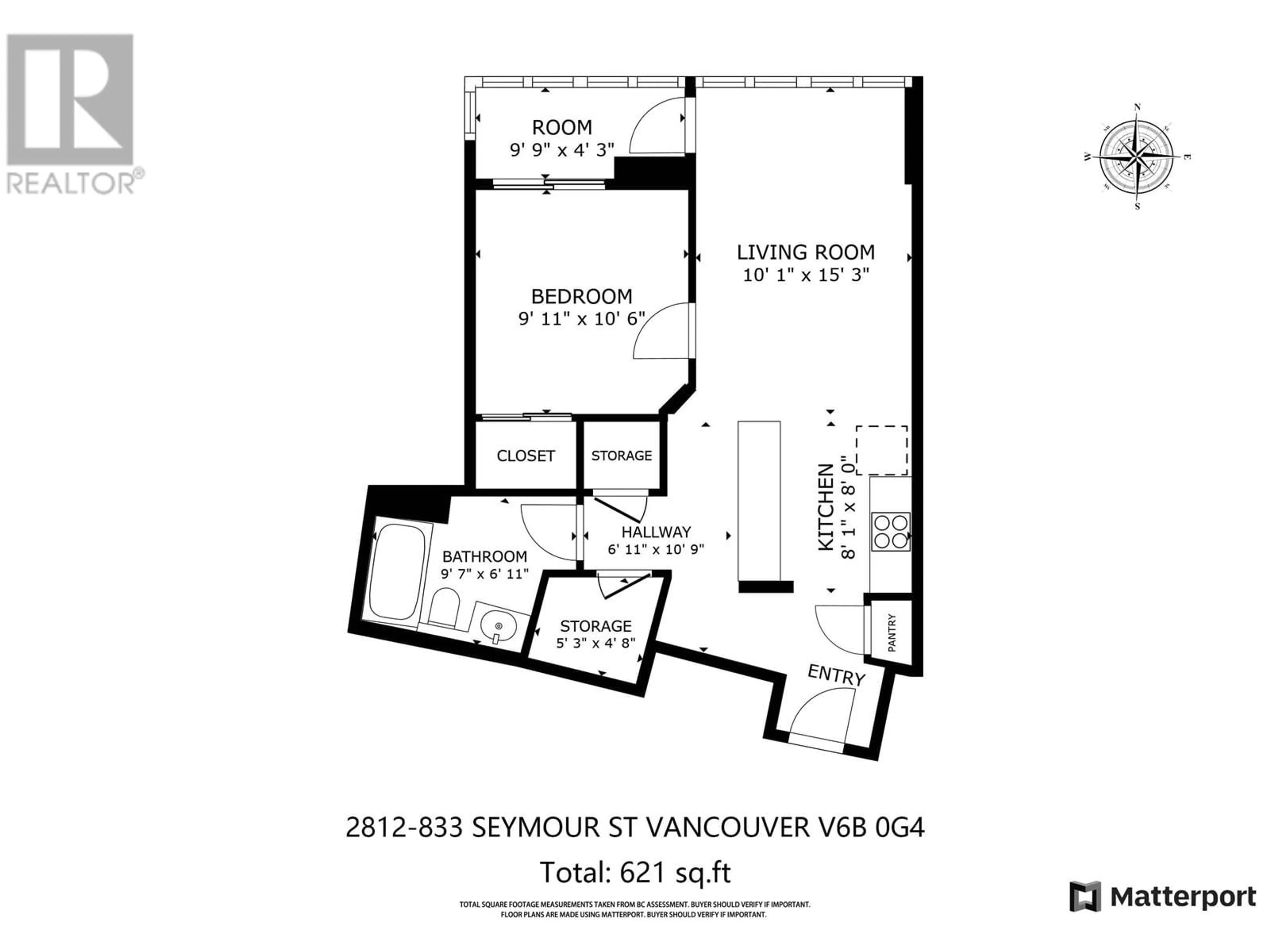 Floor plan for 2812 833 SEYMOUR STREET, Vancouver British Columbia V6B0G4