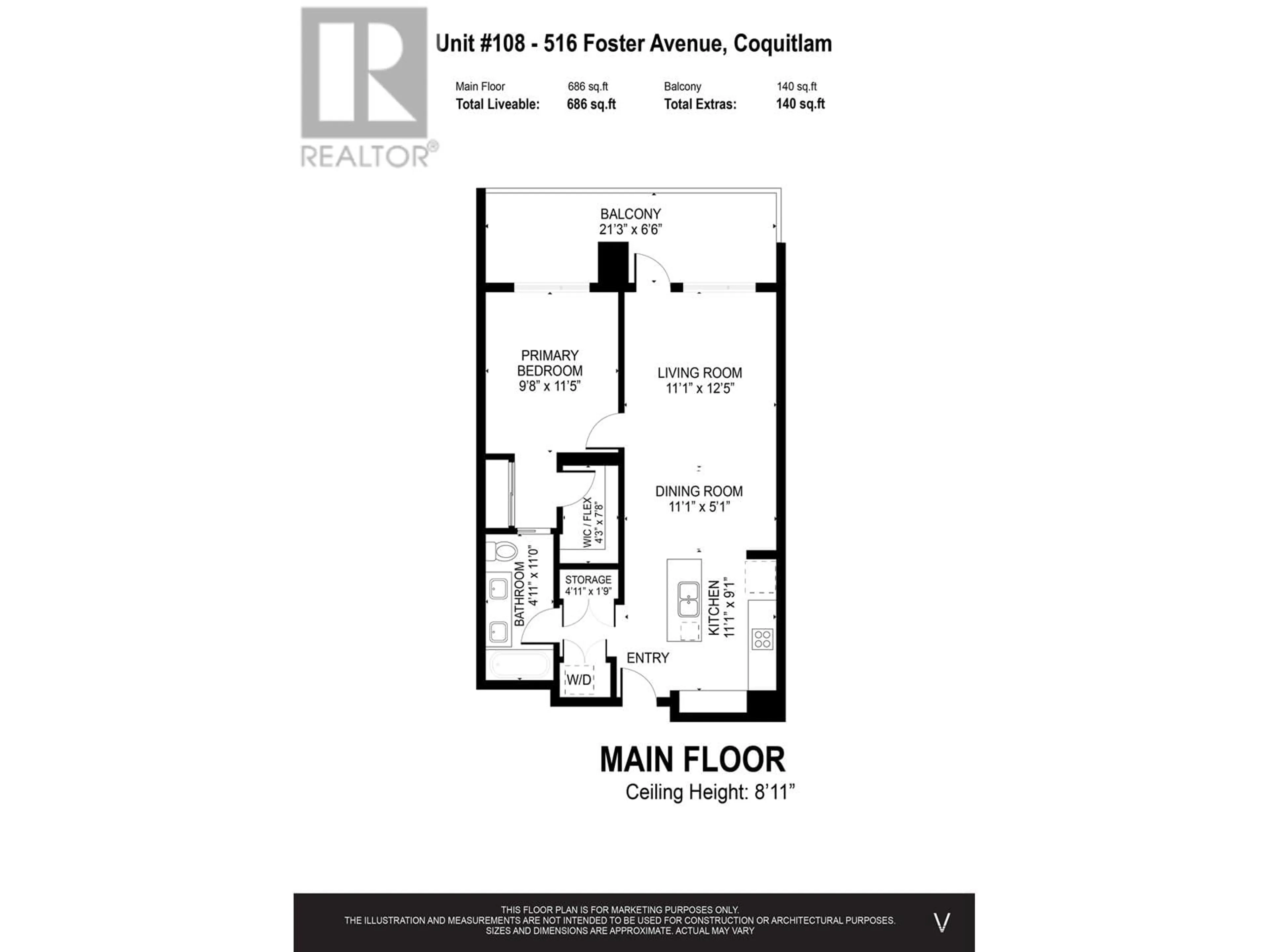 Floor plan for 108 516 FOSTER AVENUE, Coquitlam British Columbia V3J0H8