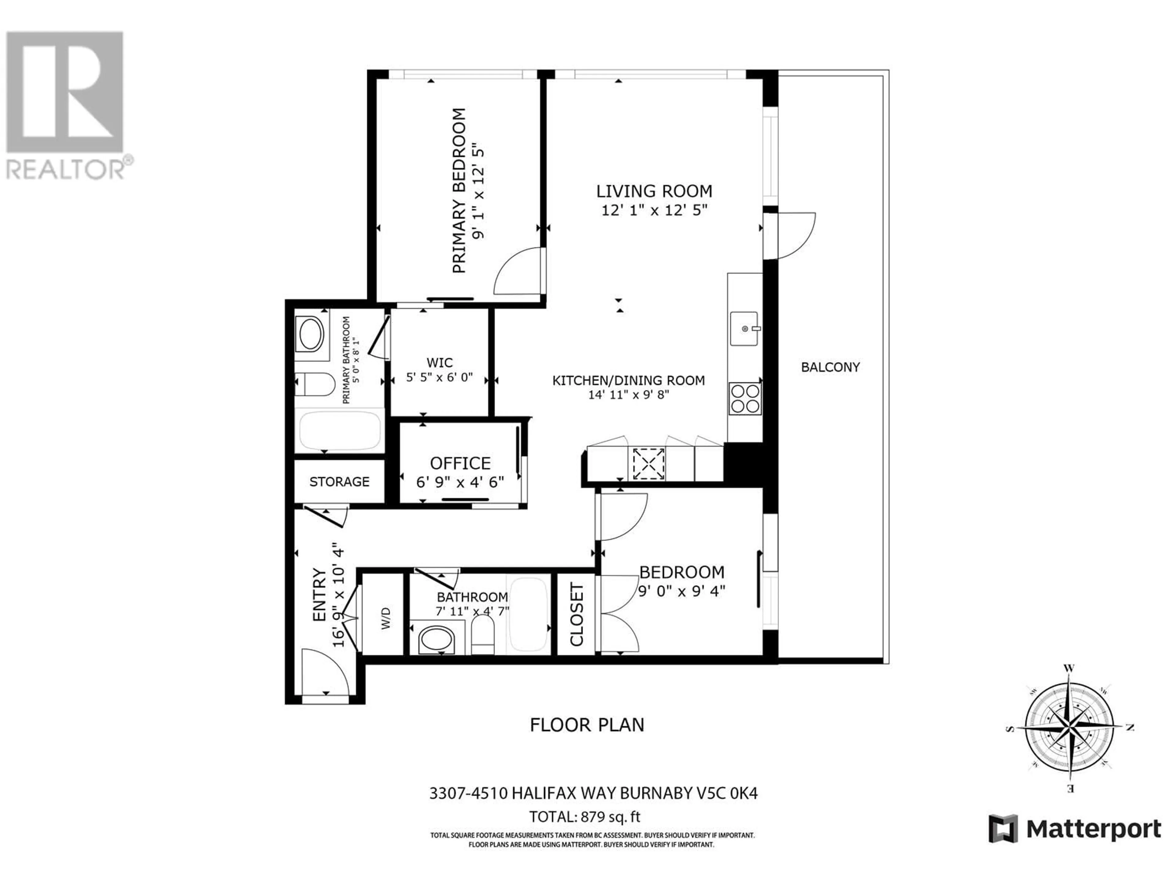 Floor plan for 3307 - 4510 HALIFAX WAY, Burnaby British Columbia V5C0K4