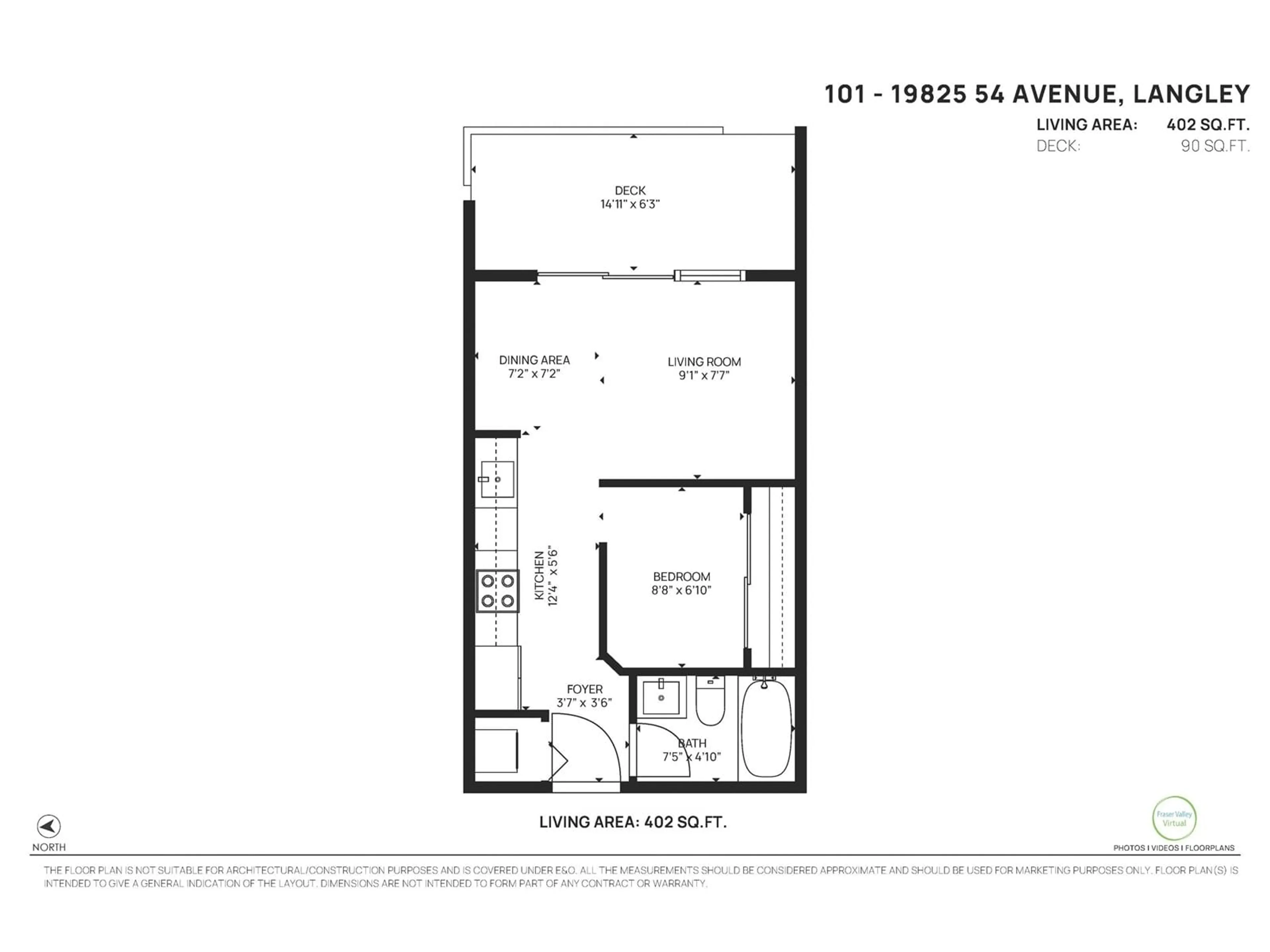 Floor plan for 101 19825 54 AVENUE, Langley British Columbia V3A0P6