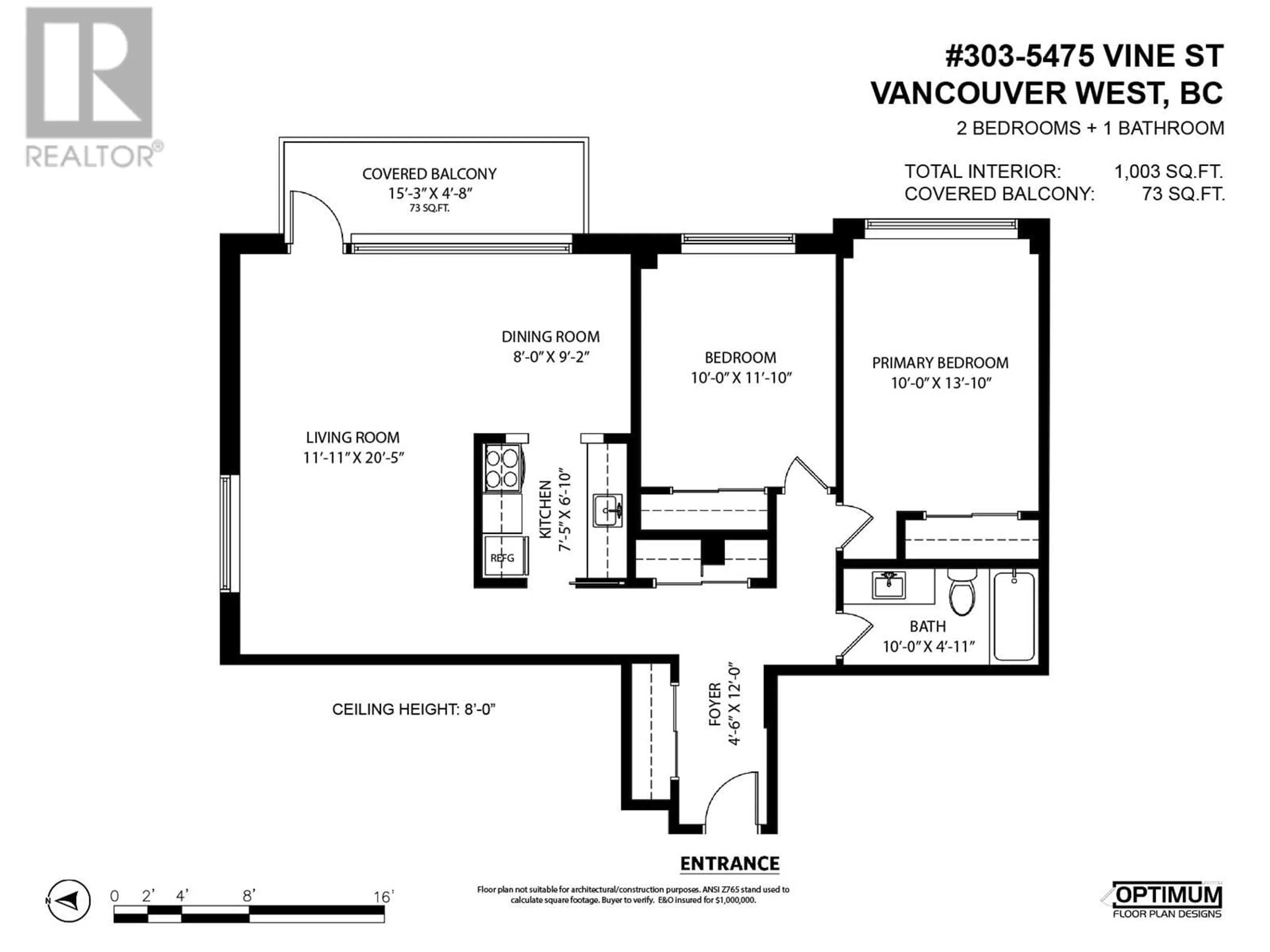 Floor plan for 303 - 5475 VINE STREET, Vancouver British Columbia V6M3Z7