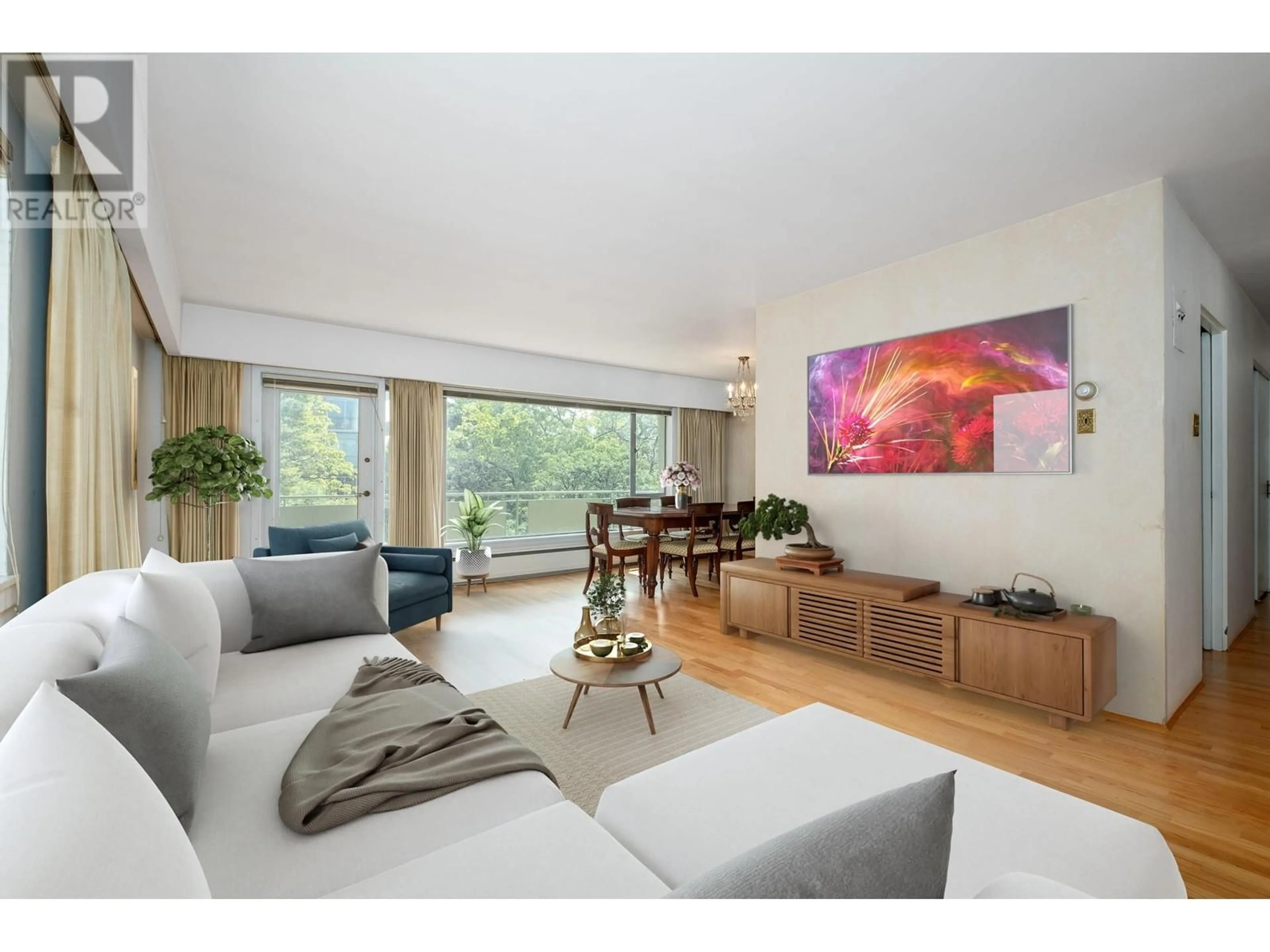 Living room with furniture, wood/laminate floor for 303 - 5475 VINE STREET, Vancouver British Columbia V6M3Z7