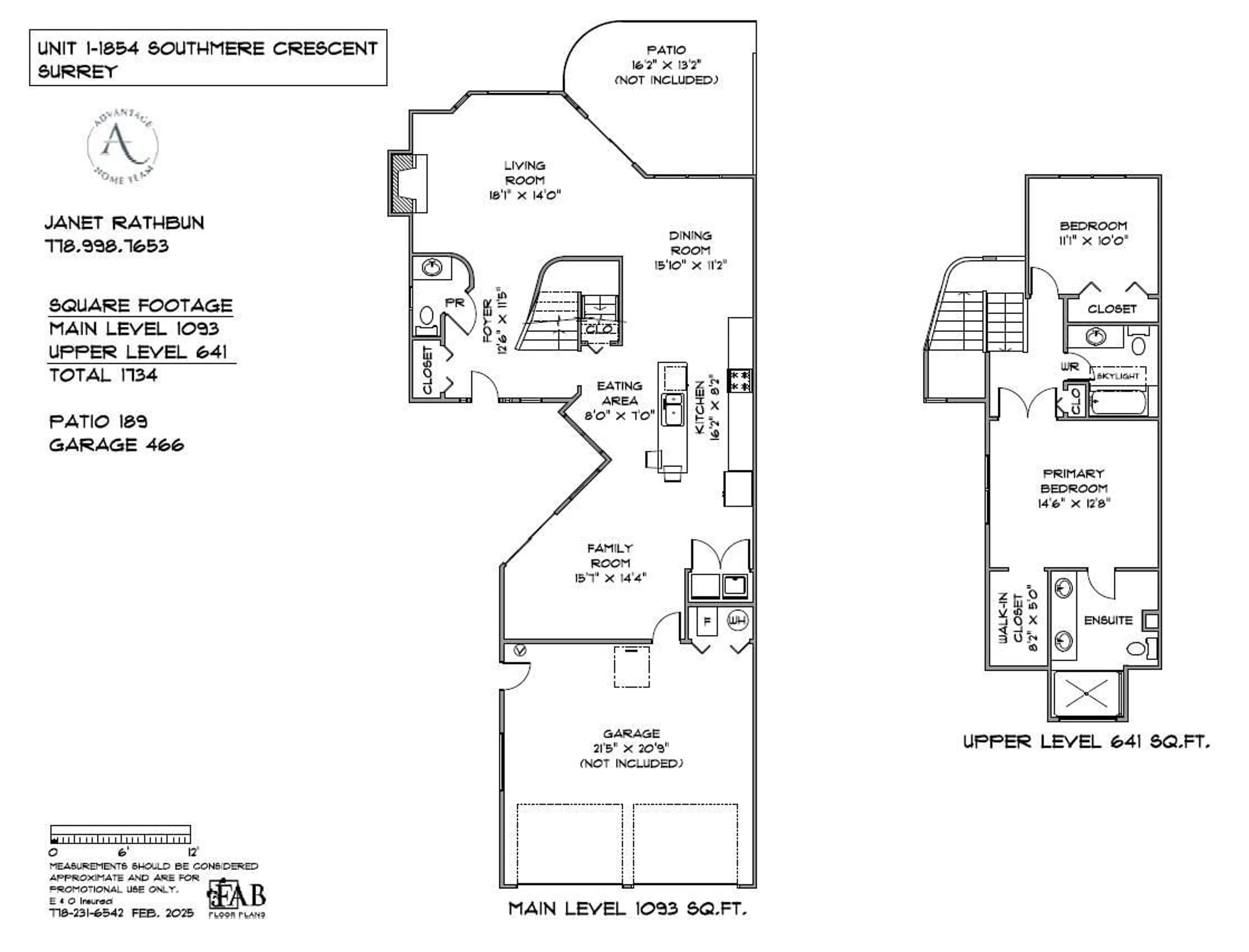 Floor plan for 1 1854 SOUTHMERE CRESCENT, Surrey British Columbia V4A6W9