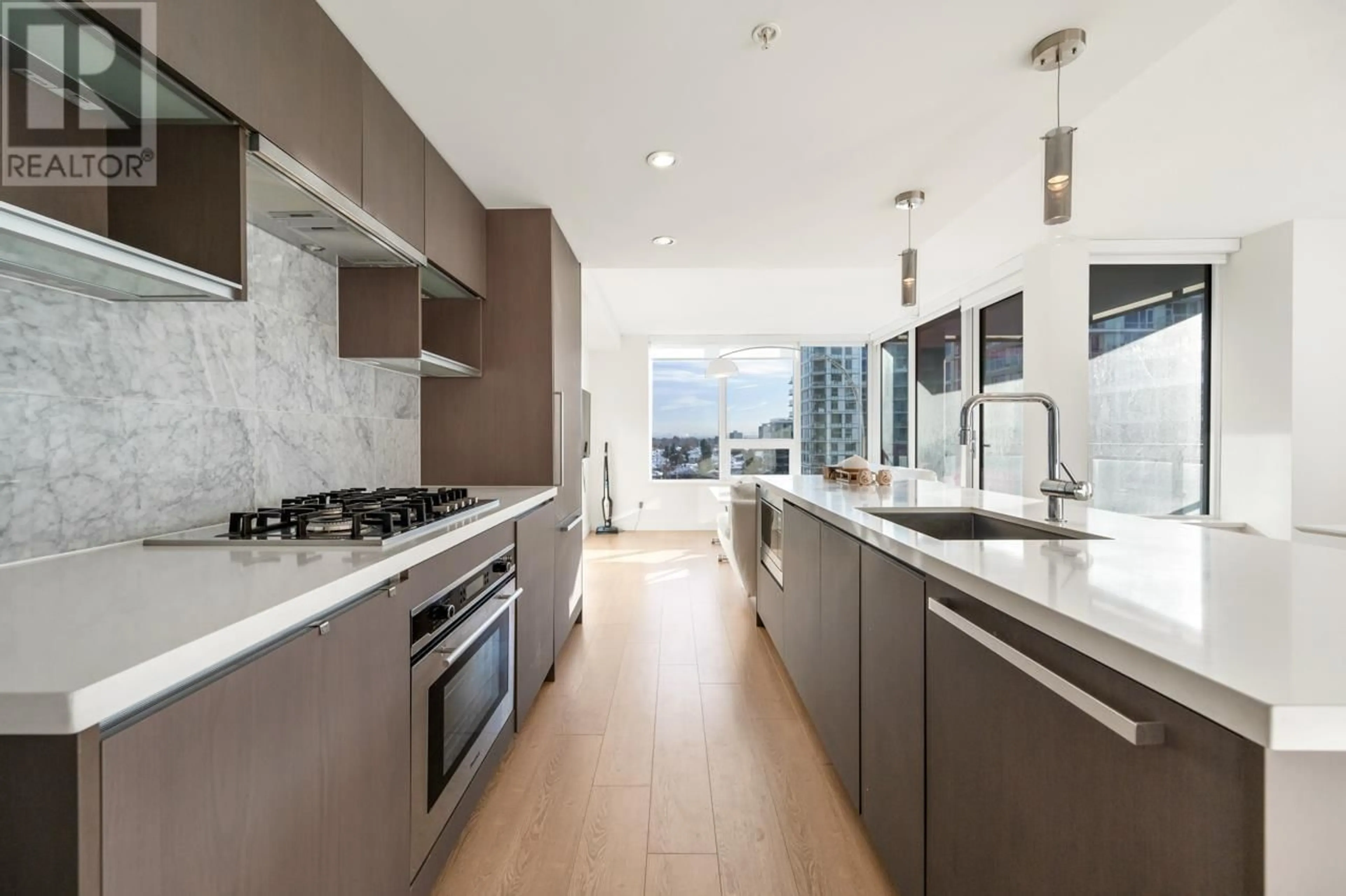 Contemporary kitchen, ceramic/tile floor for 1001 - 8833 HAZELBRIDGE WAY, Richmond British Columbia V6X0N3