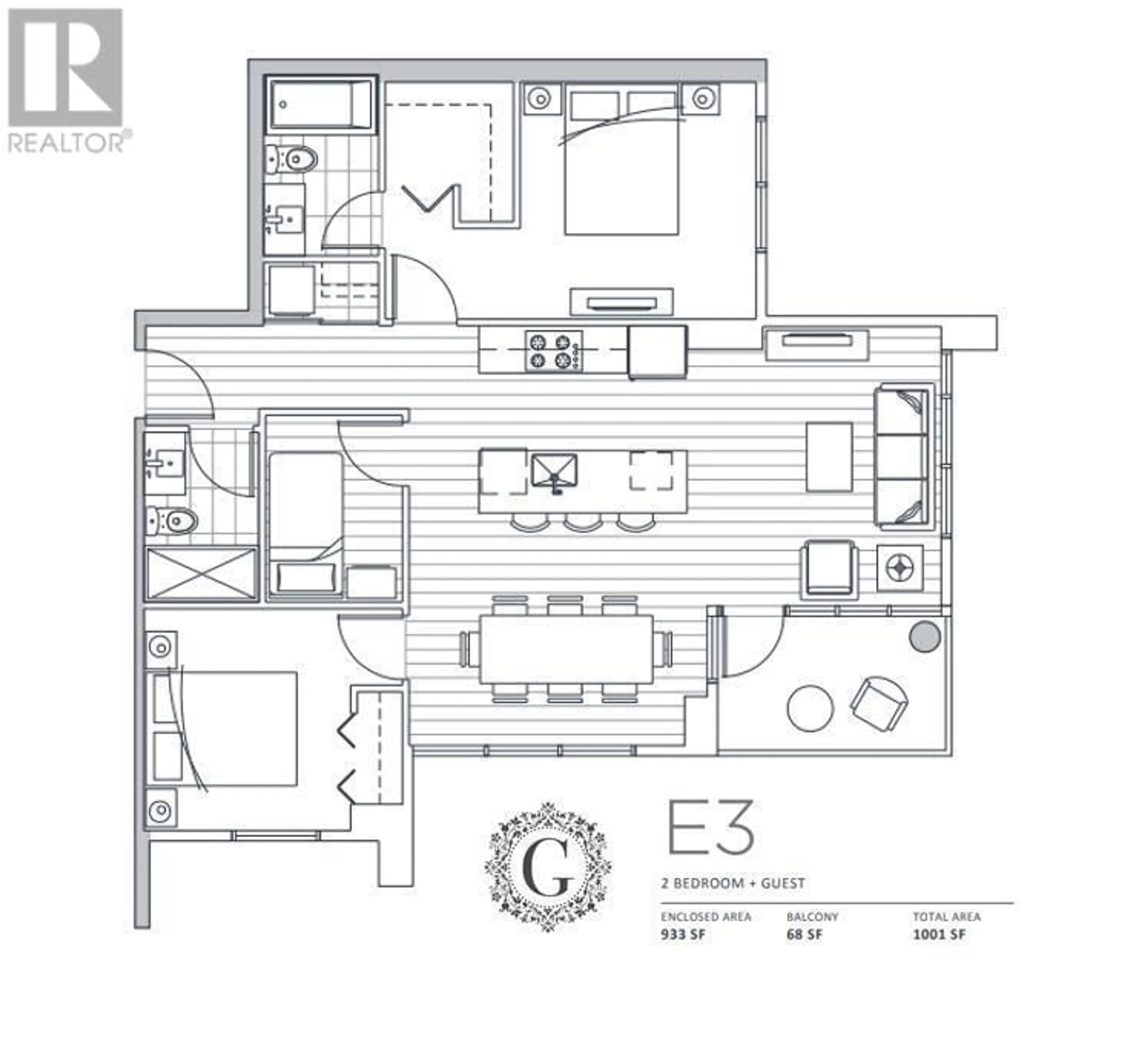 Floor plan for 1001 - 8833 HAZELBRIDGE WAY, Richmond British Columbia V6X0N3