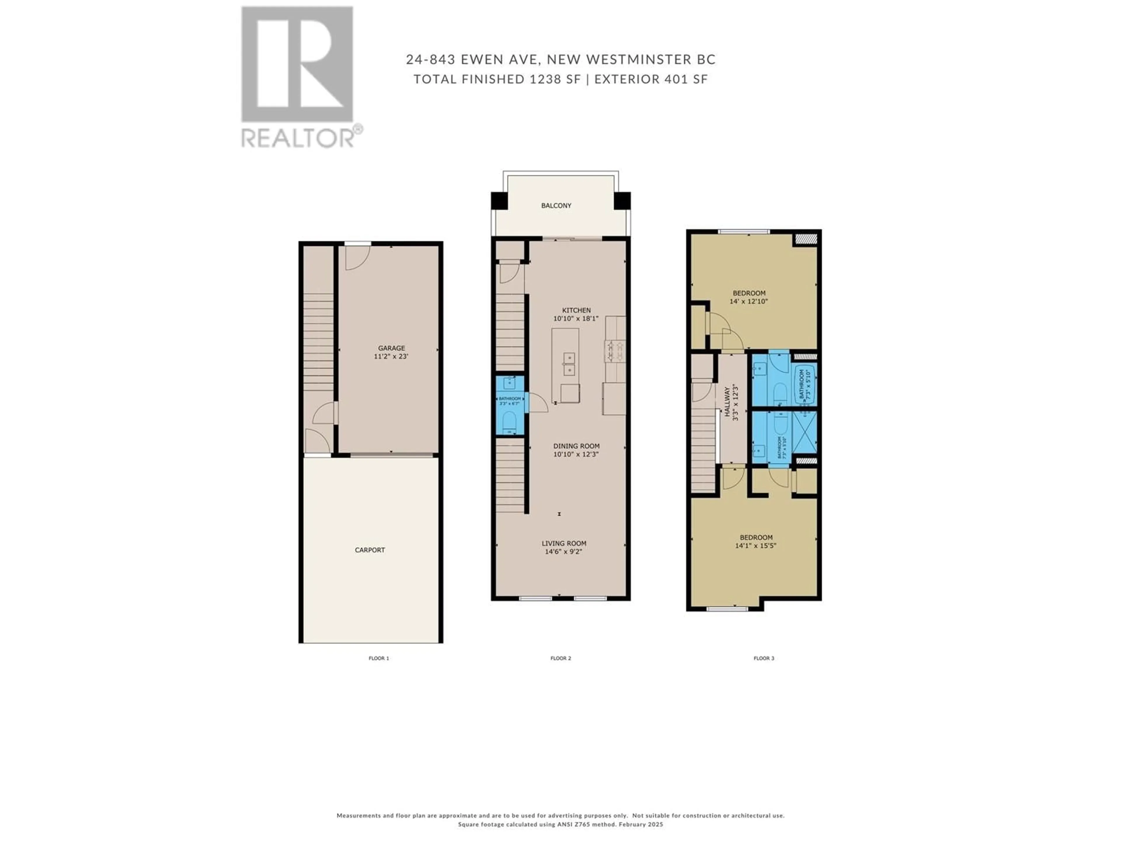 Floor plan for 24 843 EWEN AVENUE, New Westminster British Columbia V3M0K6