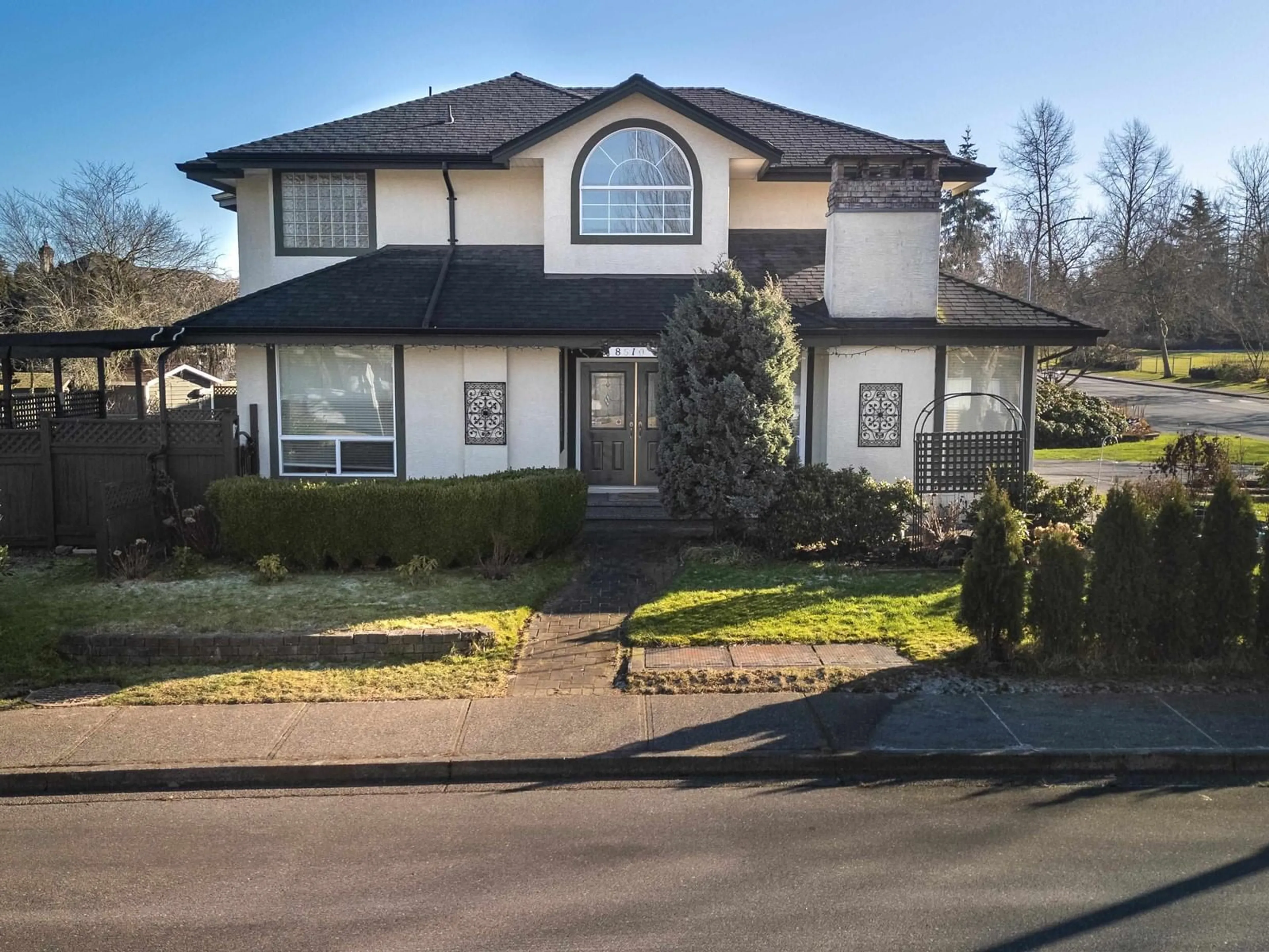 Home with vinyl exterior material, street for 8510 212 STREET, Langley British Columbia V1M2E7