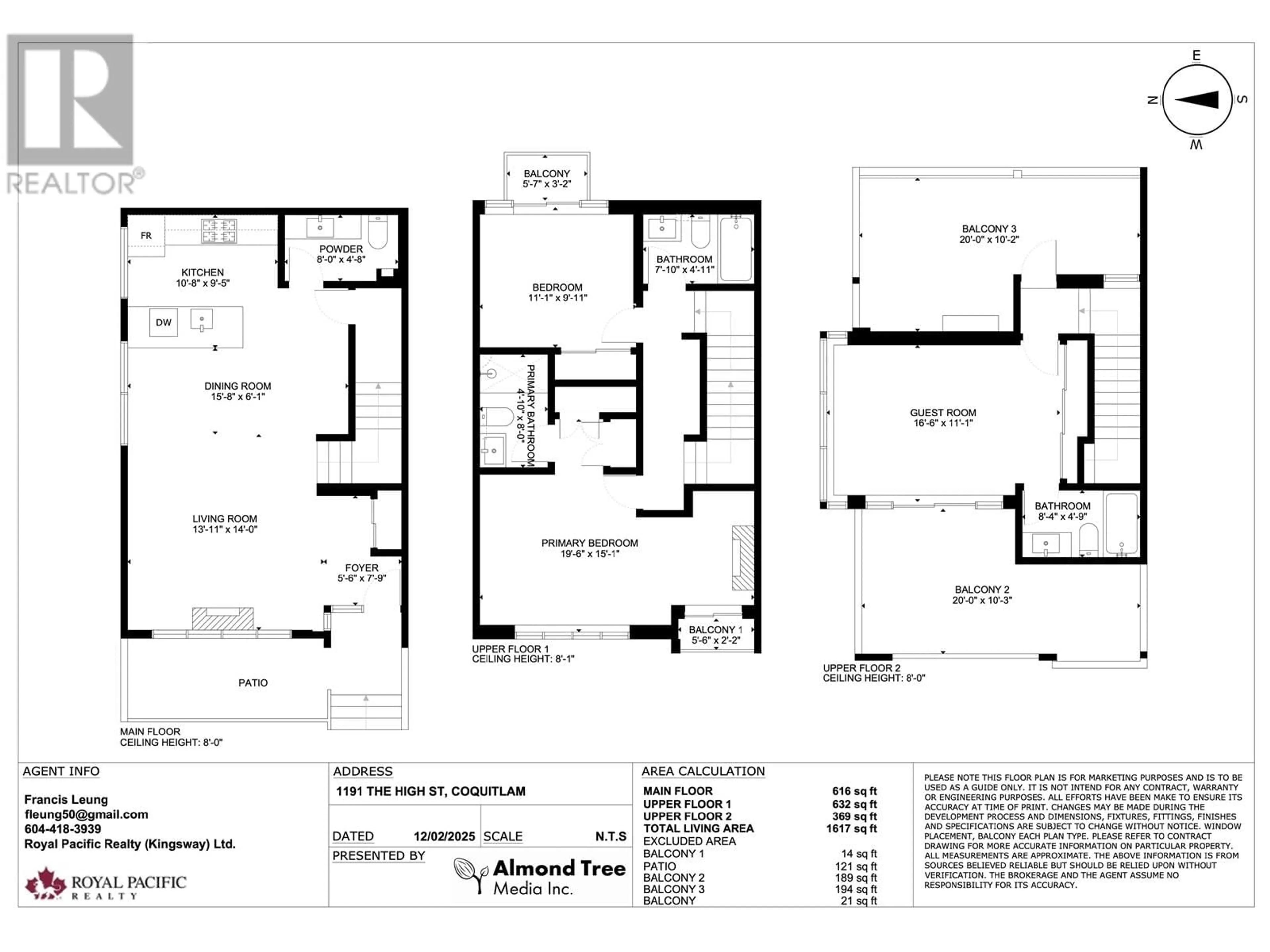 Floor plan for 1191 THE HIGH STREET, Coquitlam British Columbia V3B0B1