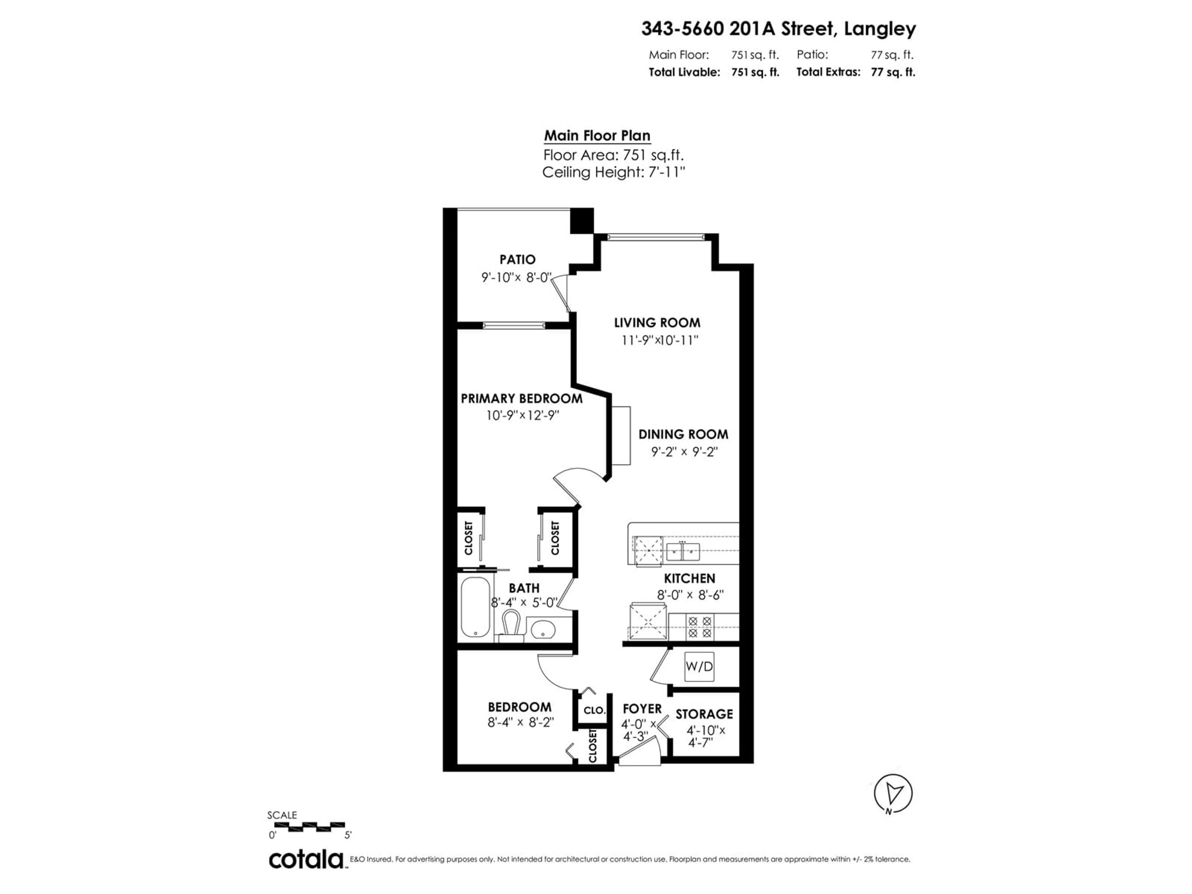 Floor plan for 343 5660 201A STREET, Langley British Columbia V3A0B4