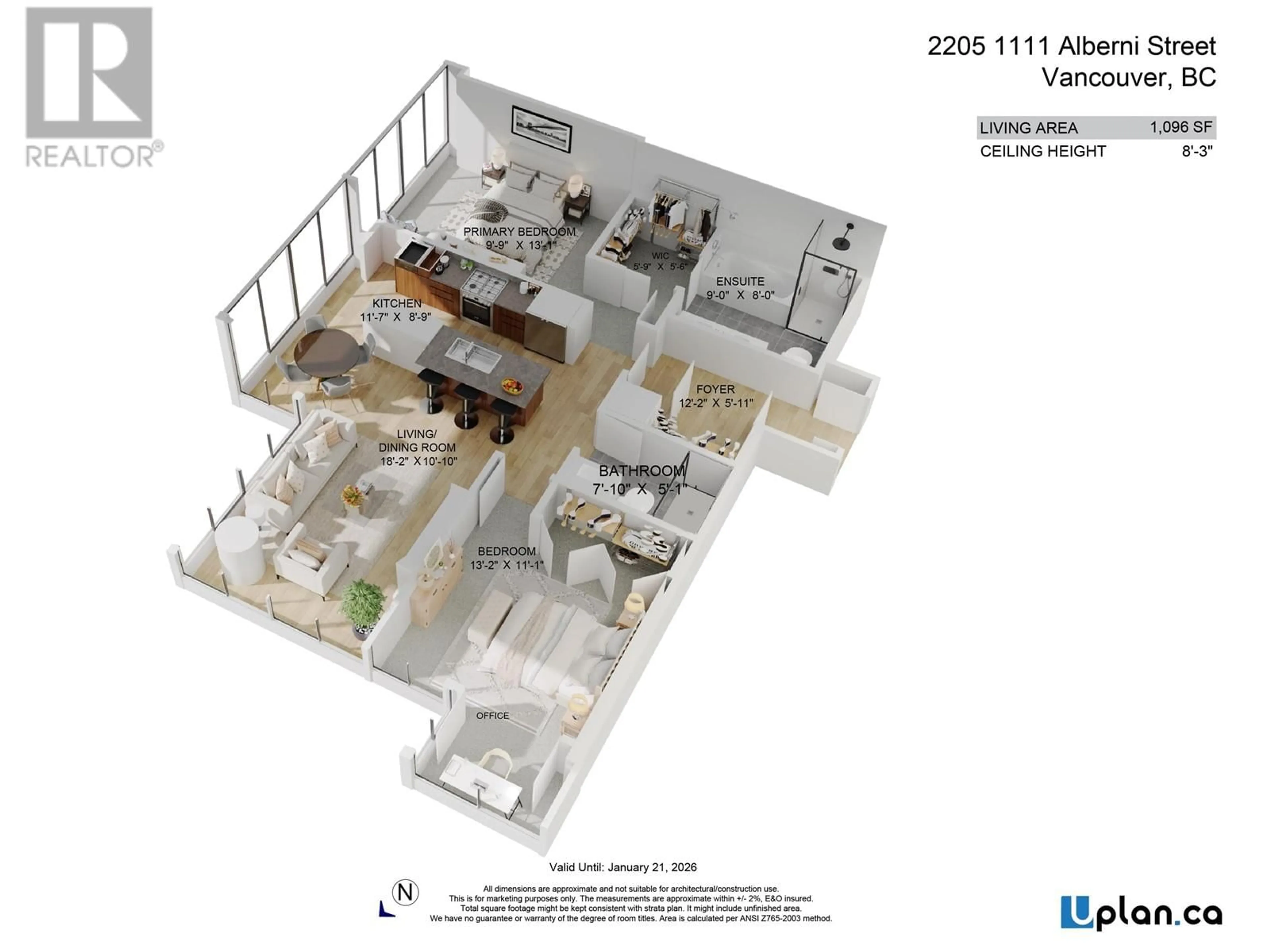 Floor plan for 2205 - 1111 ALBERNI STREET, Vancouver British Columbia V6E4V2