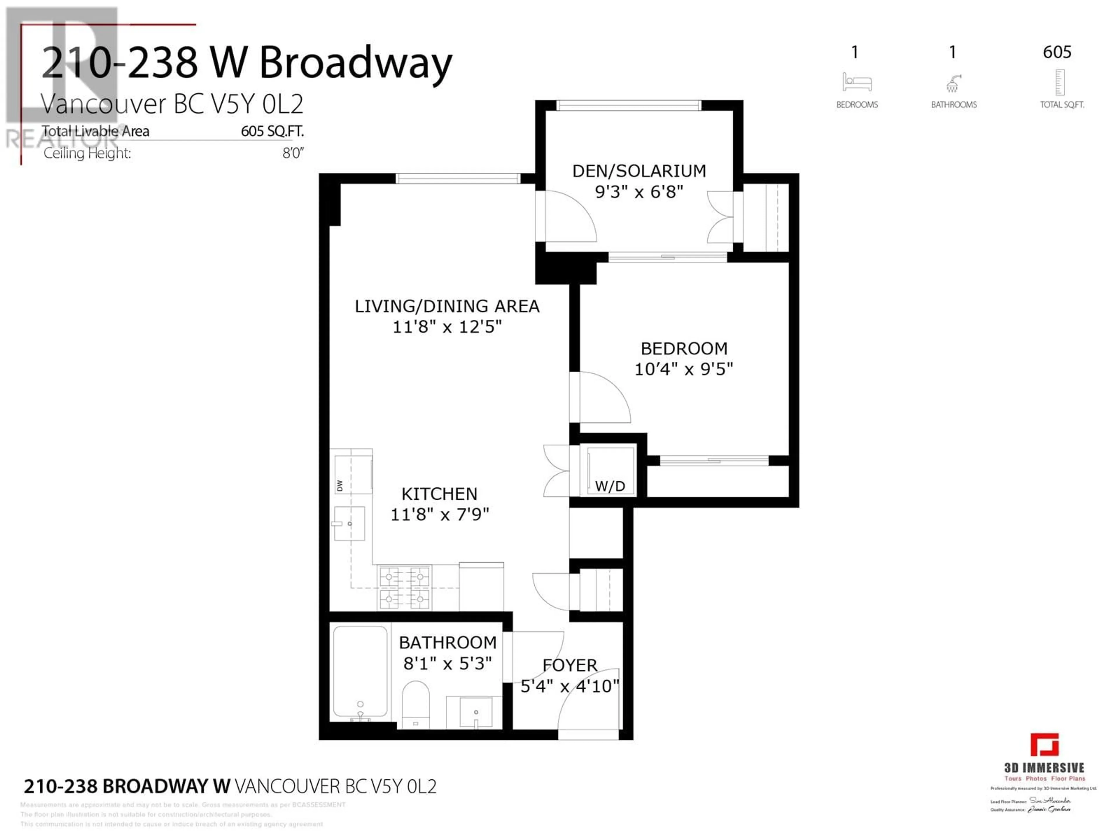 Floor plan for 210 - 238 BROADWAY, Vancouver British Columbia V5Y0L2