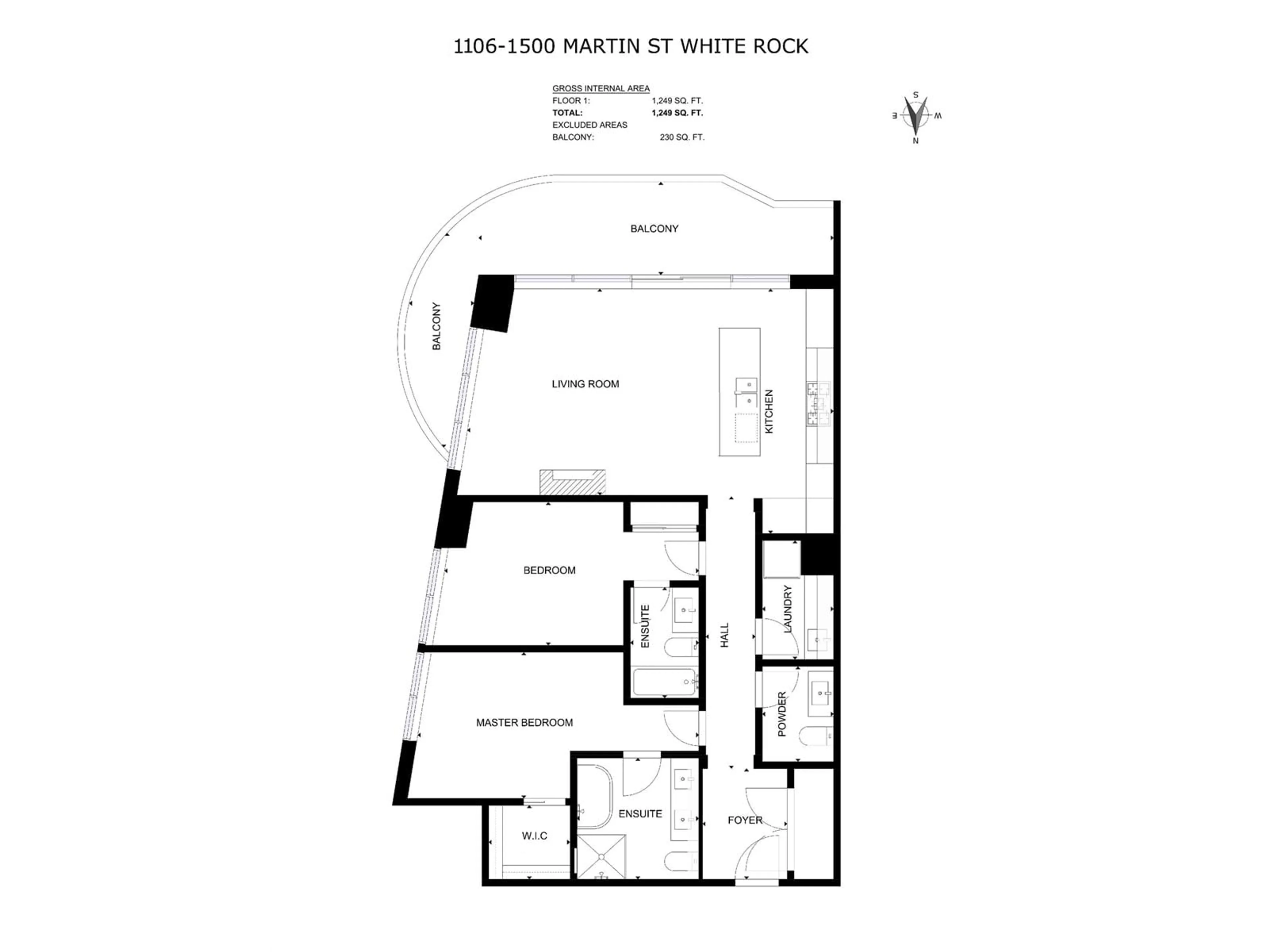 Floor plan for 1106 - 1500 MARTIN, White Rock British Columbia V4B0C2