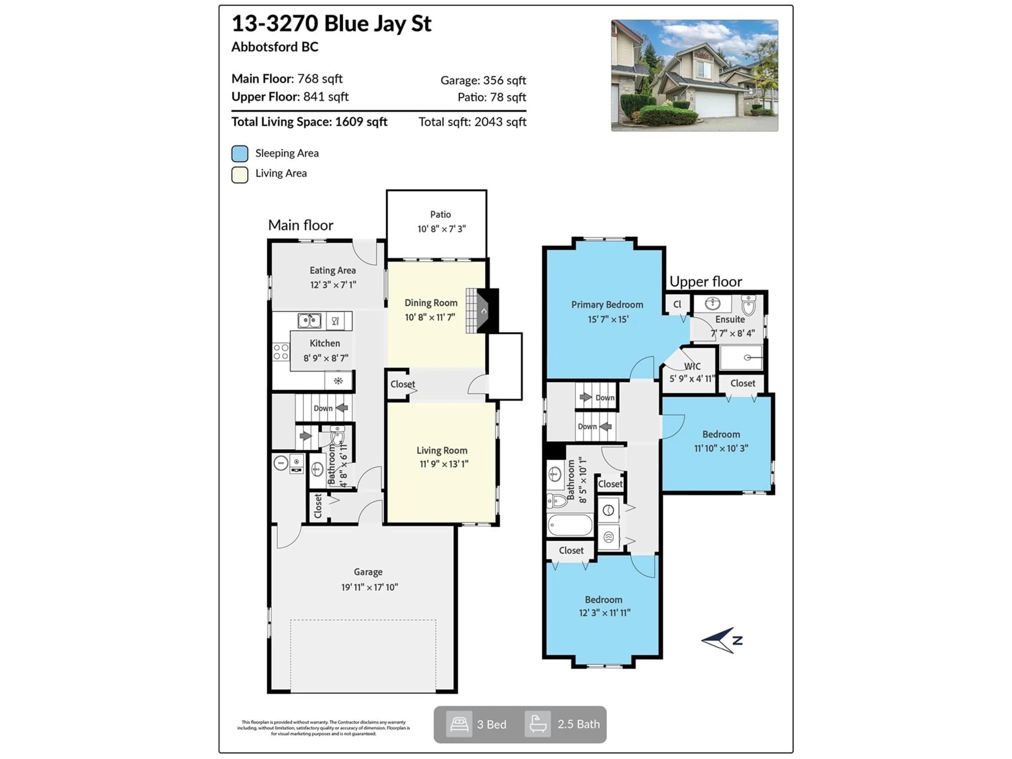 Floor plan for 13 3270 BLUE JAY STREET, Abbotsford British Columbia V2T6T1