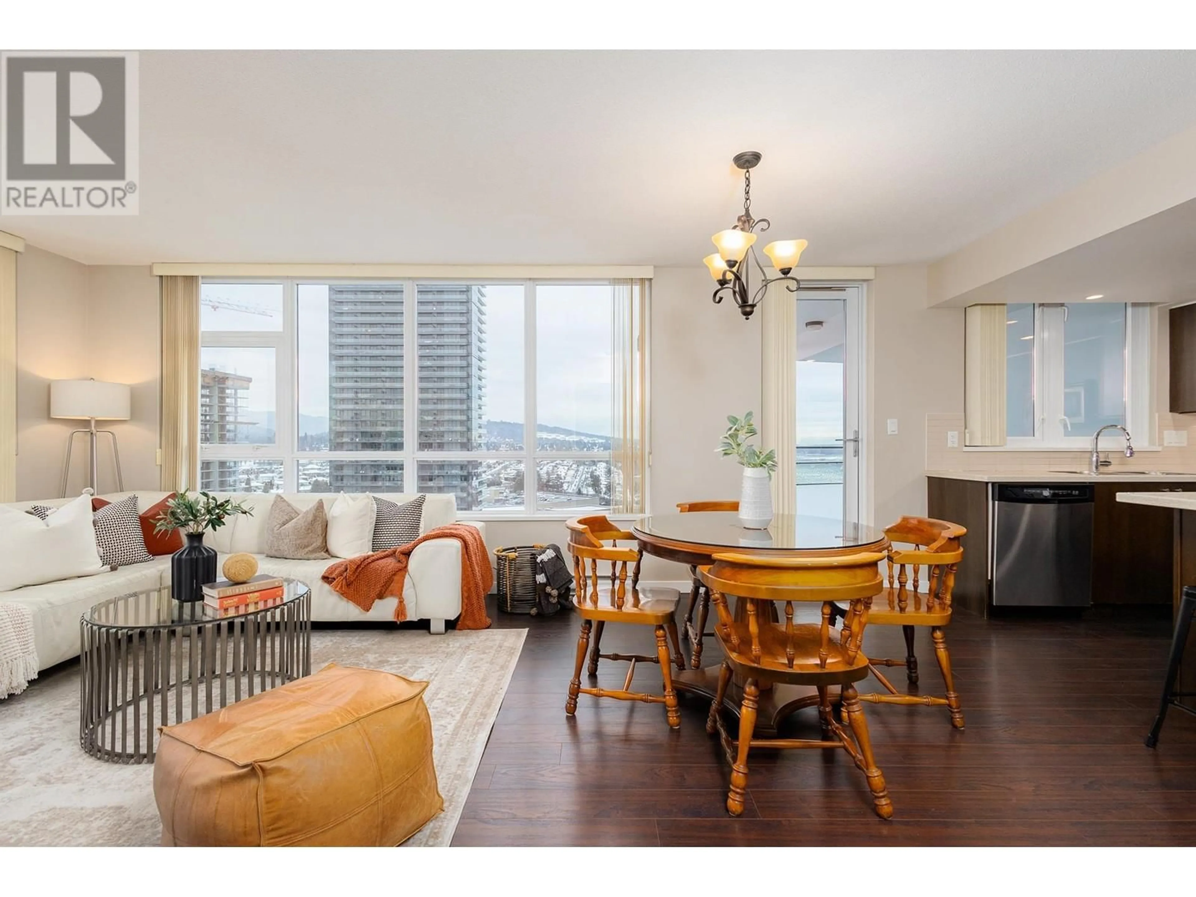 Living room with furniture, wood/laminate floor for 2302 4400 BUCHANAN STREET, Burnaby British Columbia V5C0E3