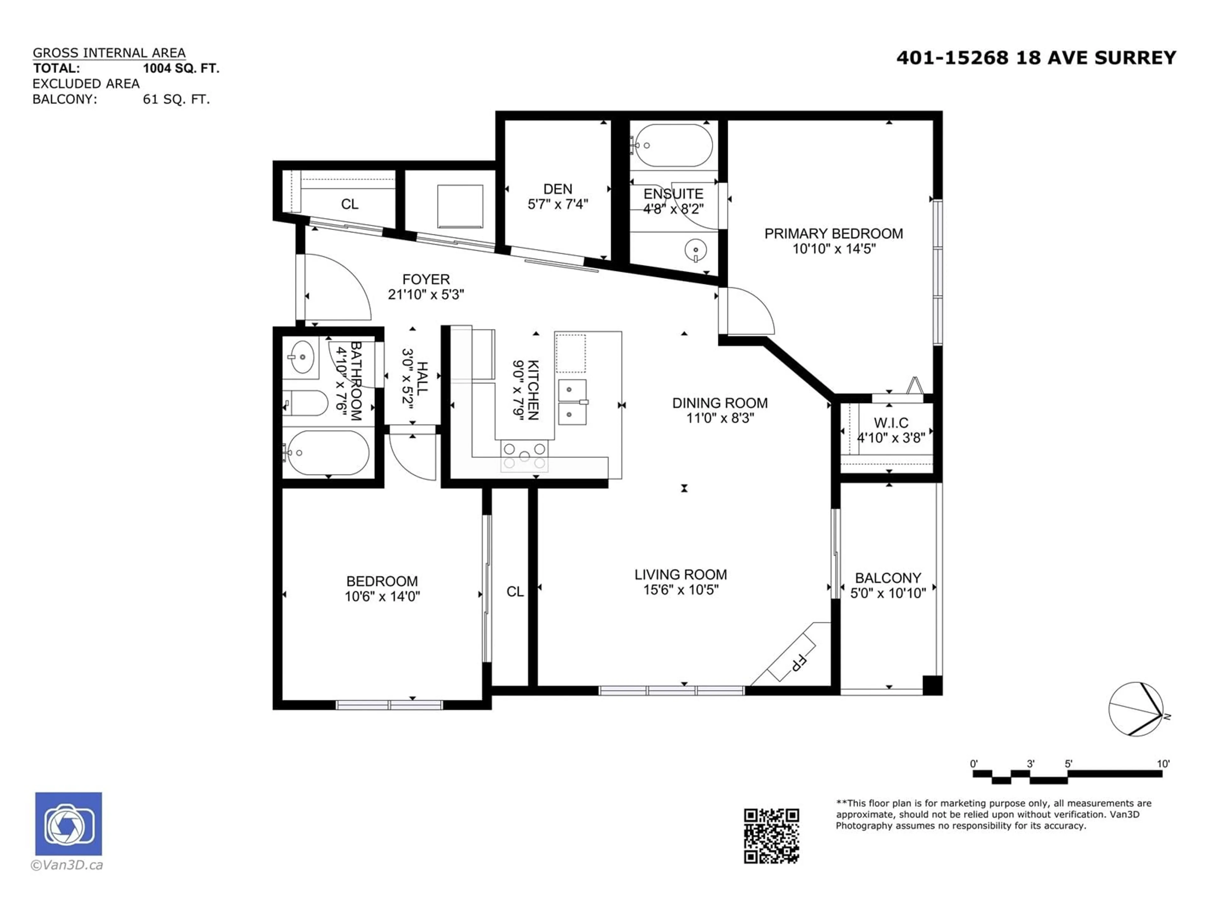 Floor plan for 401 15268 18 AVENUE, Surrey British Columbia V4A1W8