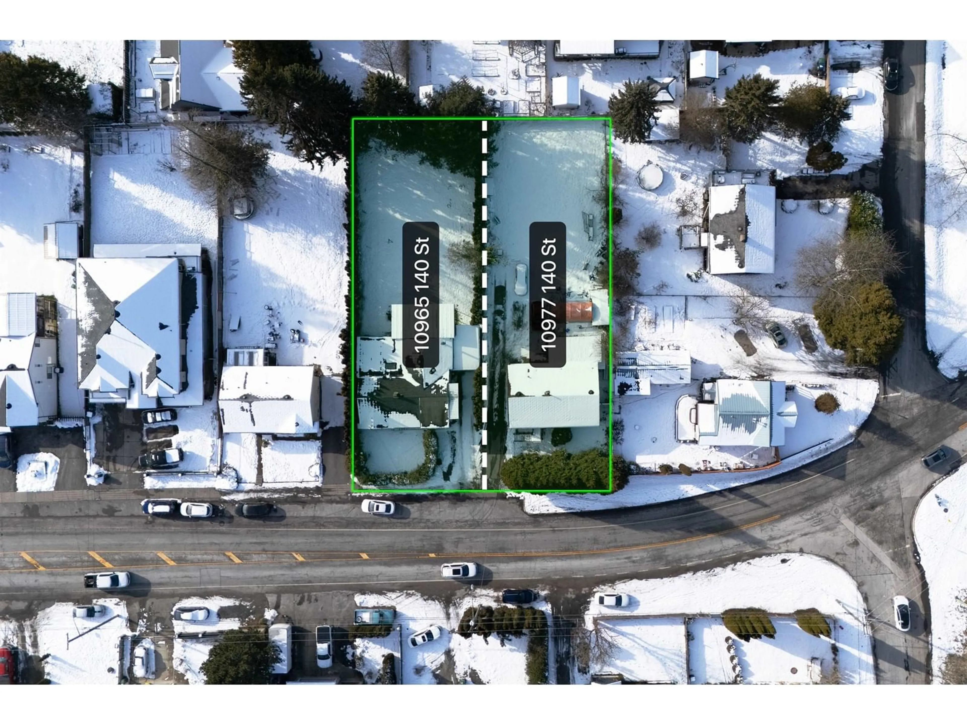 A pic from outside/outdoor area/front of a property/back of a property/a pic from drone, street for 10977 140, Surrey British Columbia V3R3G3