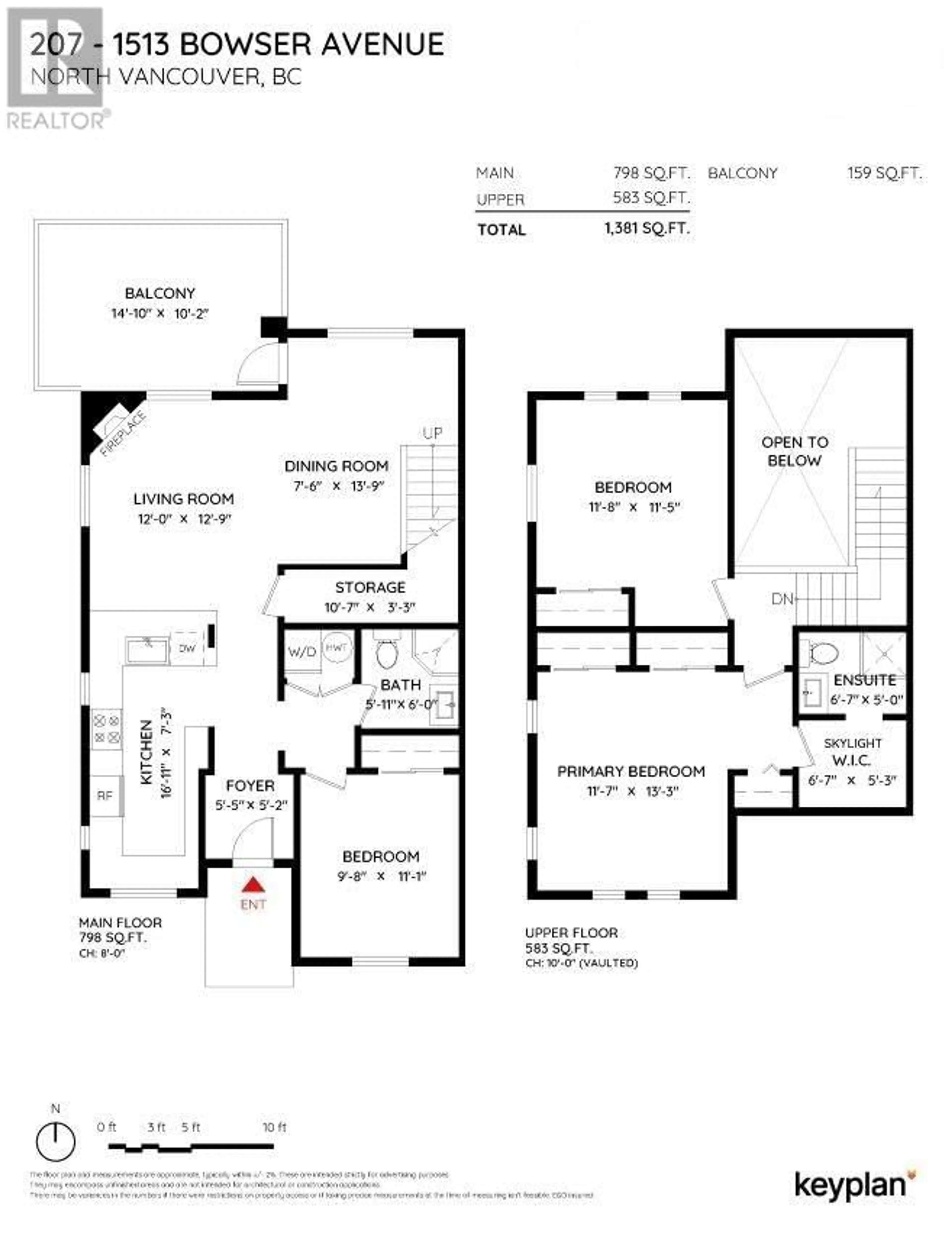 Floor plan for 207 1513 BOWSER AVENUE, North Vancouver British Columbia V7P2Y4