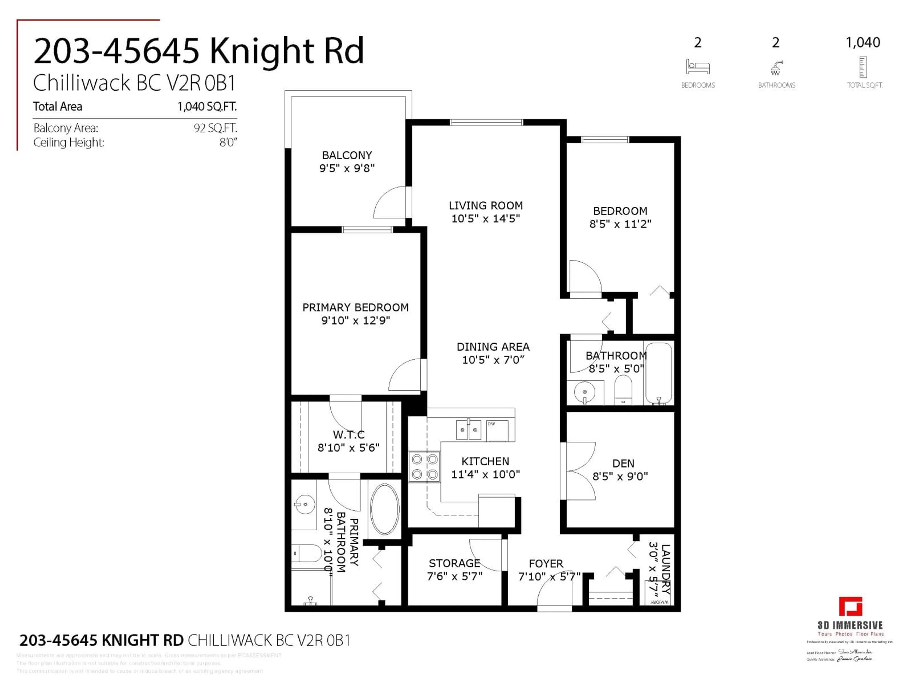 Floor plan for 203 45645 KNIGHT ROAD|Sardis West Vedder, Chilliwack British Columbia V2R0B1