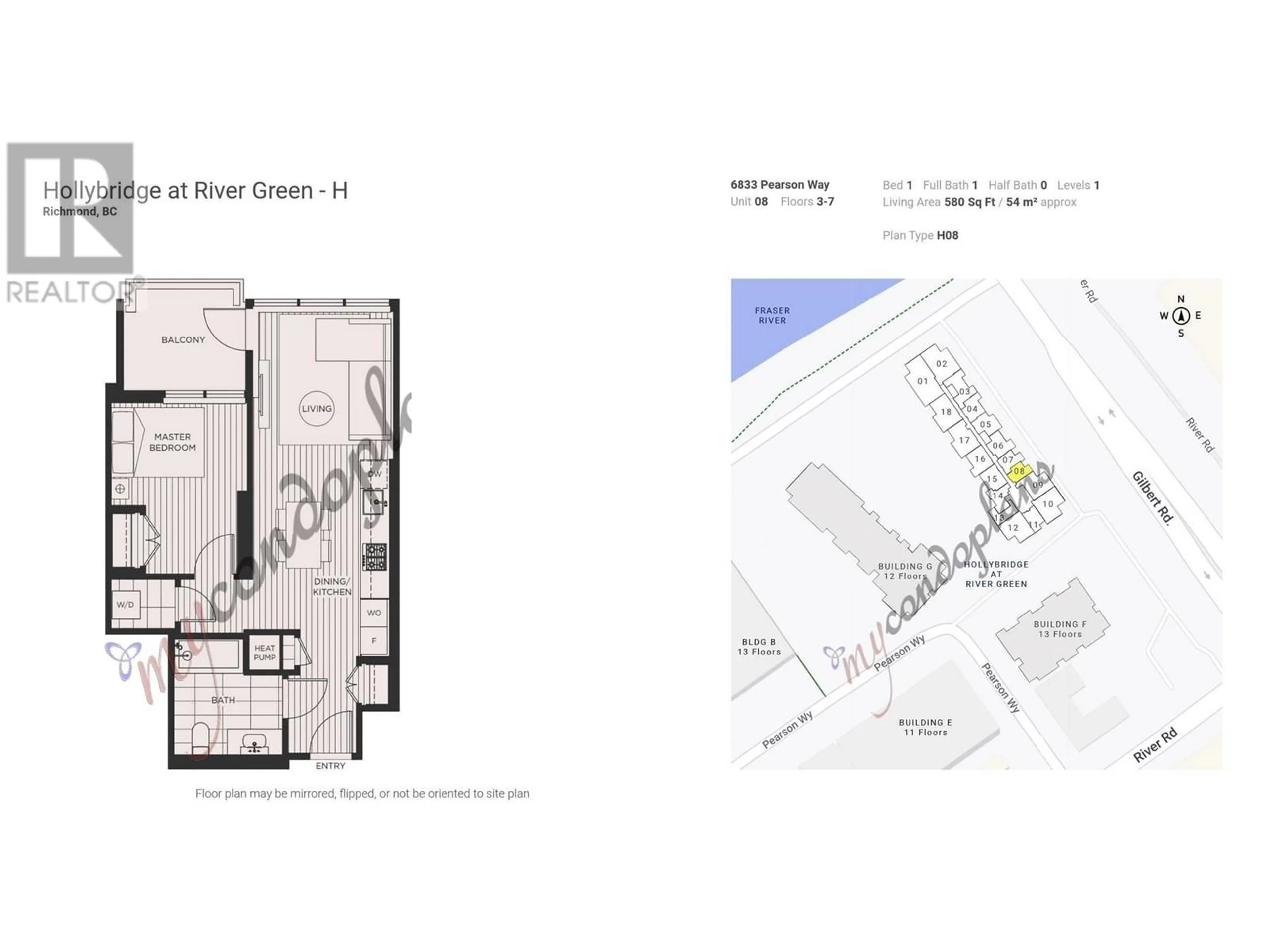 Floor plan for 408 - 6833 PEARSON WAY, Richmond British Columbia V7C0E8