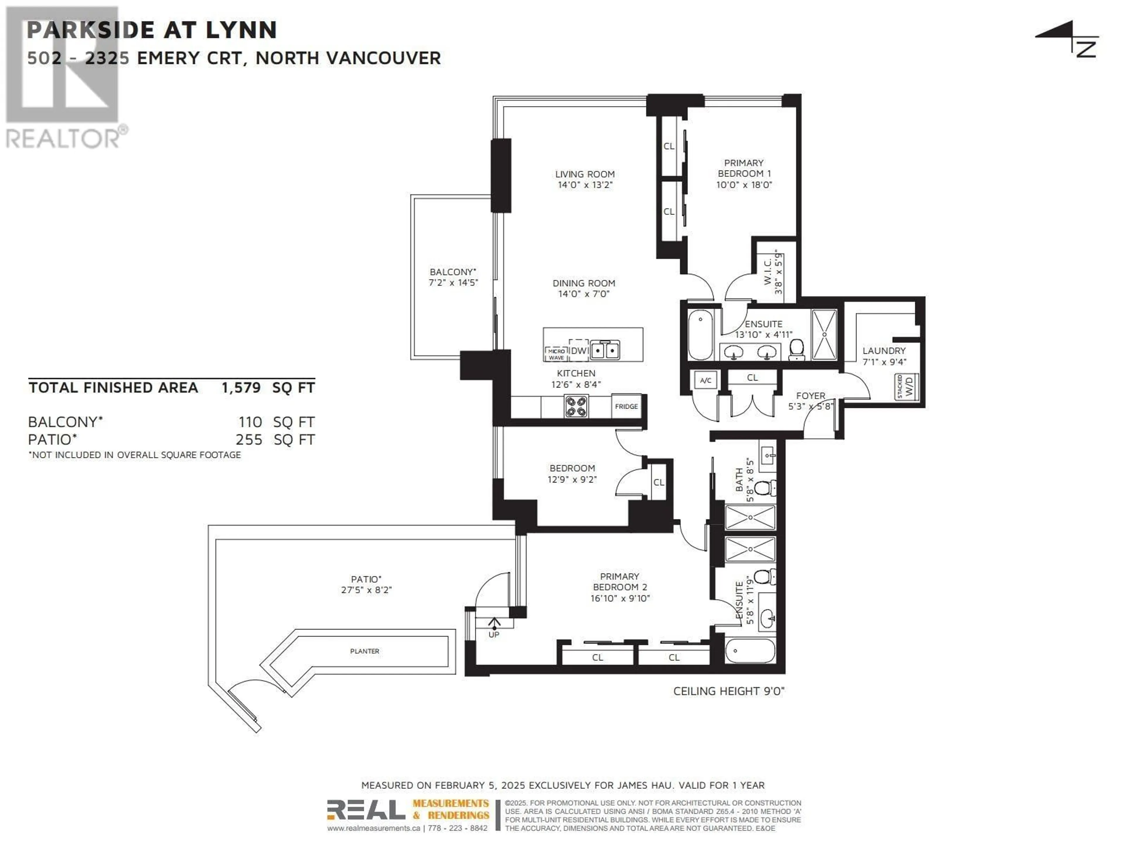 Floor plan for 502 2325 EMERY COURT, North Vancouver British Columbia V7J0E8