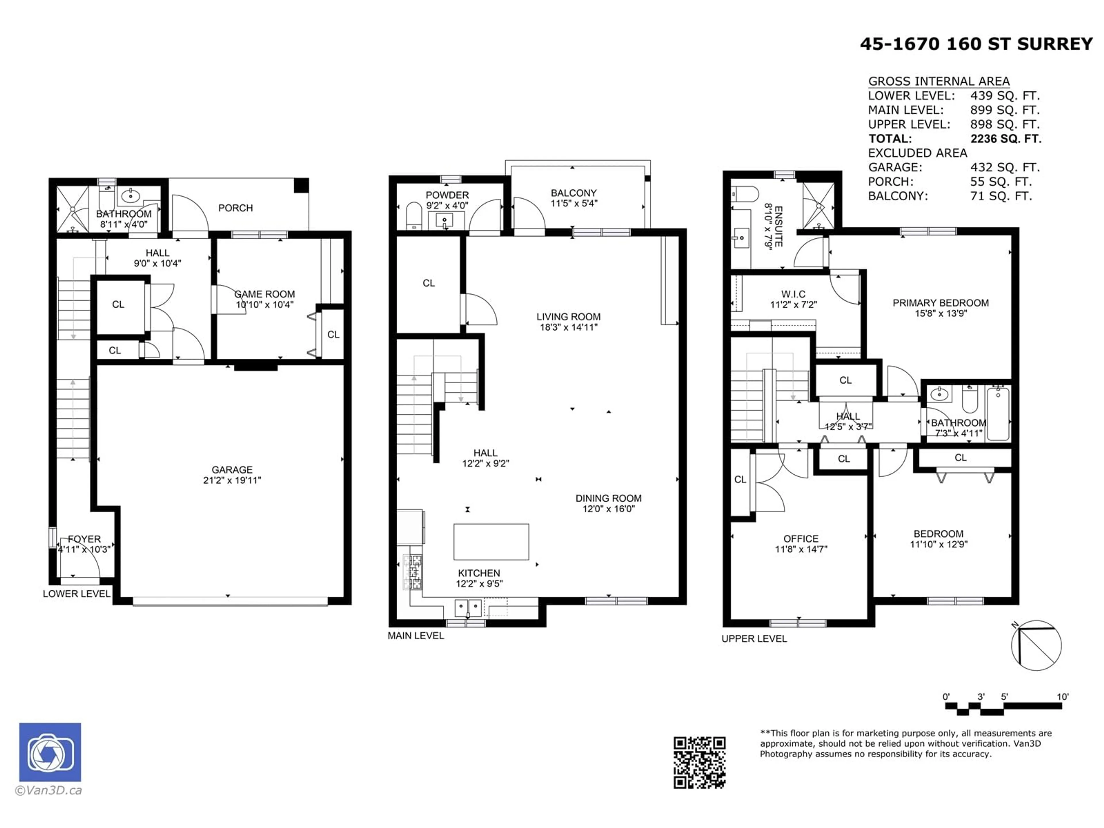 Floor plan for 45 - 1670 160, Surrey British Columbia V4A0C6