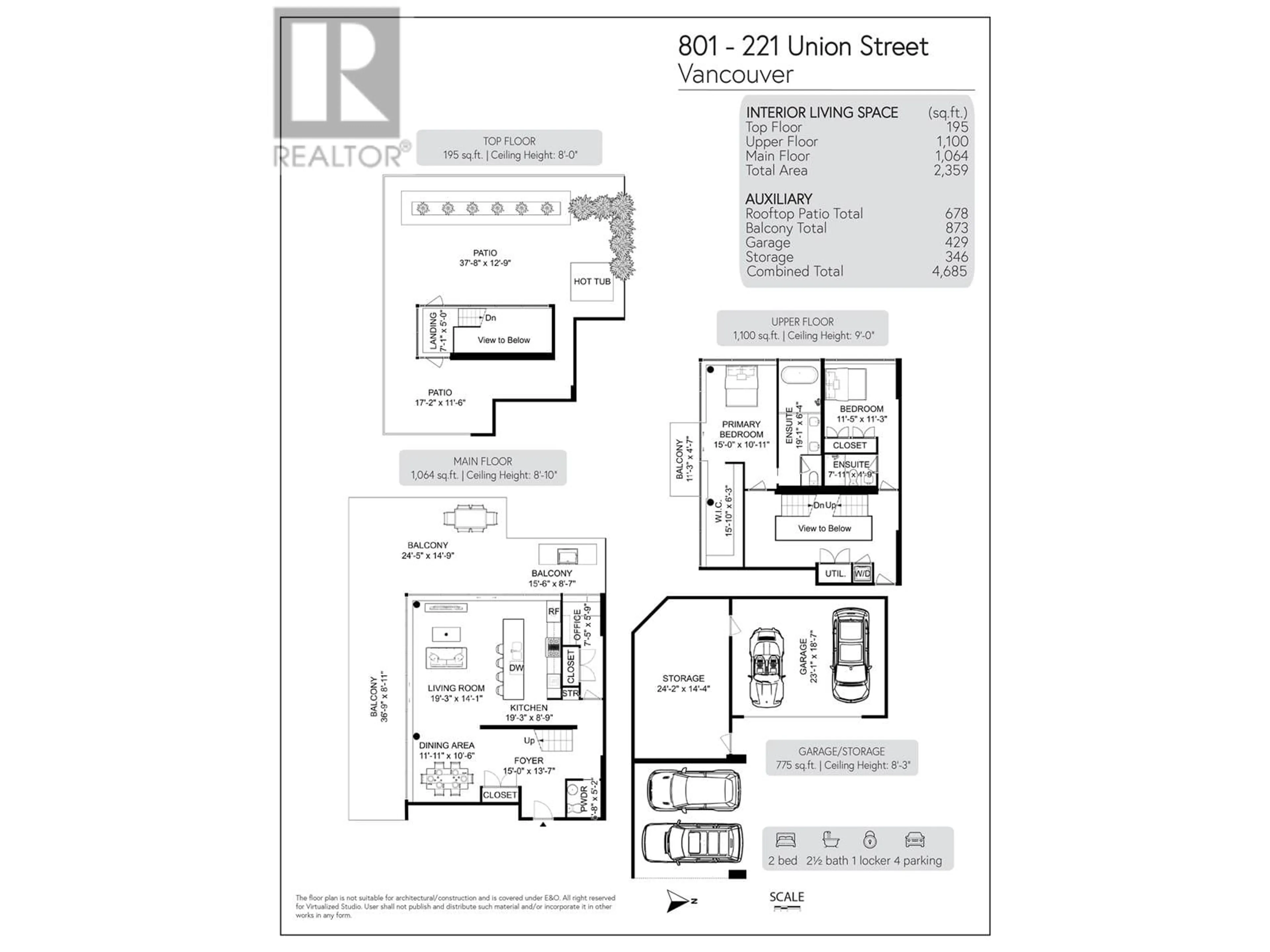 Floor plan for 801 - 221 UNION STREET, Vancouver British Columbia V6A0B4