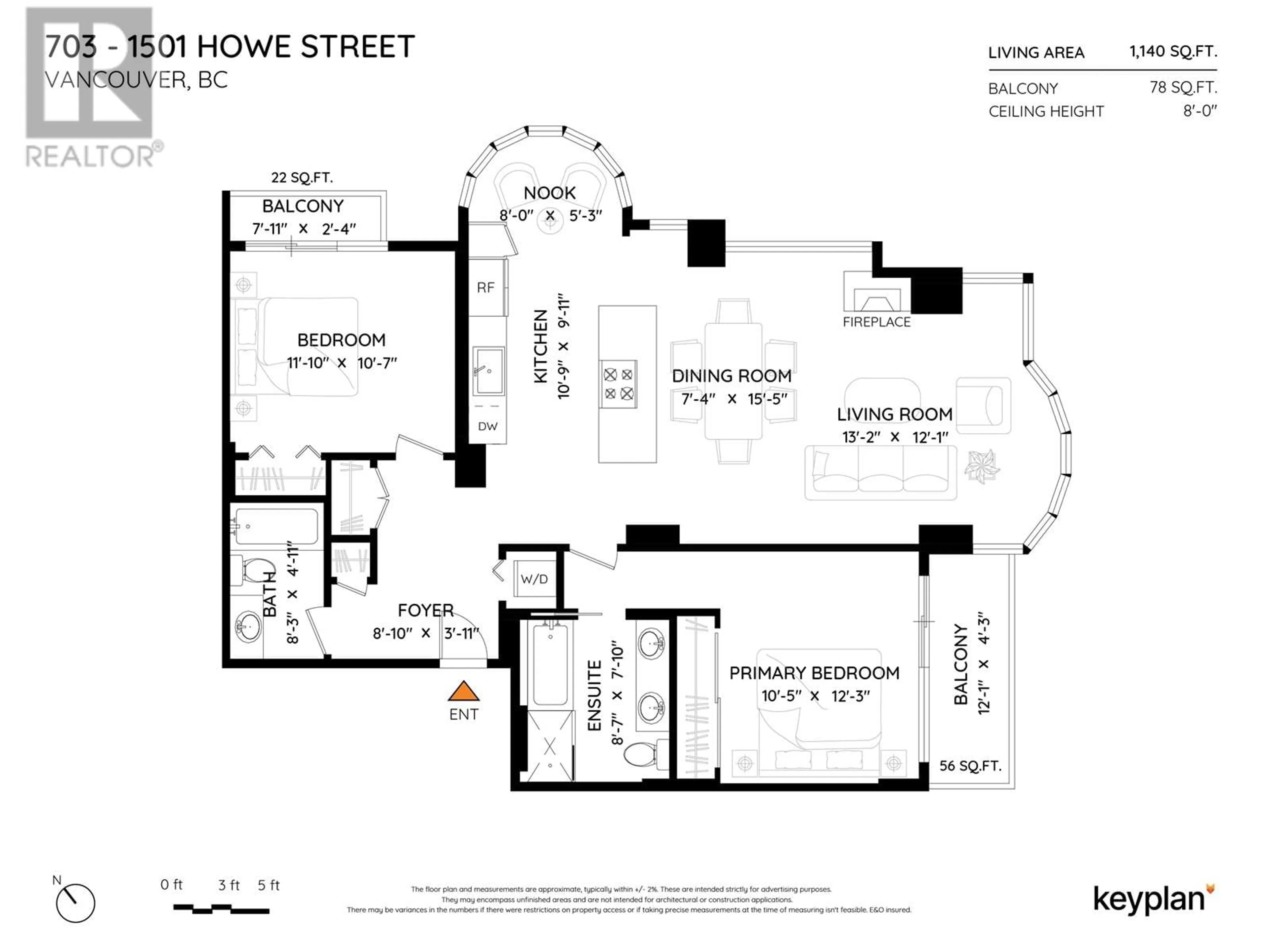 Floor plan for 703 1501 HOWE STREET, Vancouver British Columbia V6Z2P8