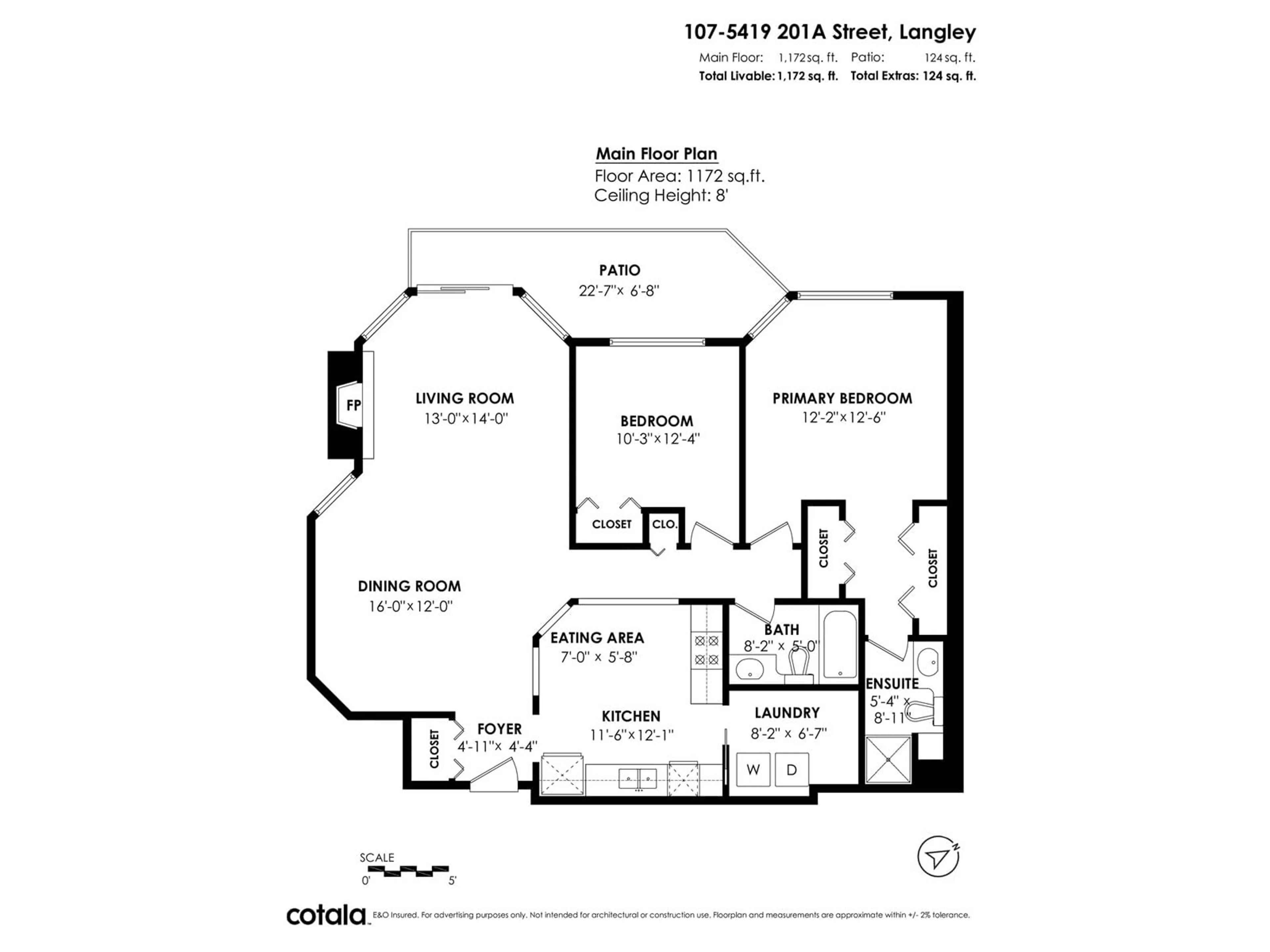 Floor plan for 107 5419 201A STREET, Langley British Columbia V3A1S7