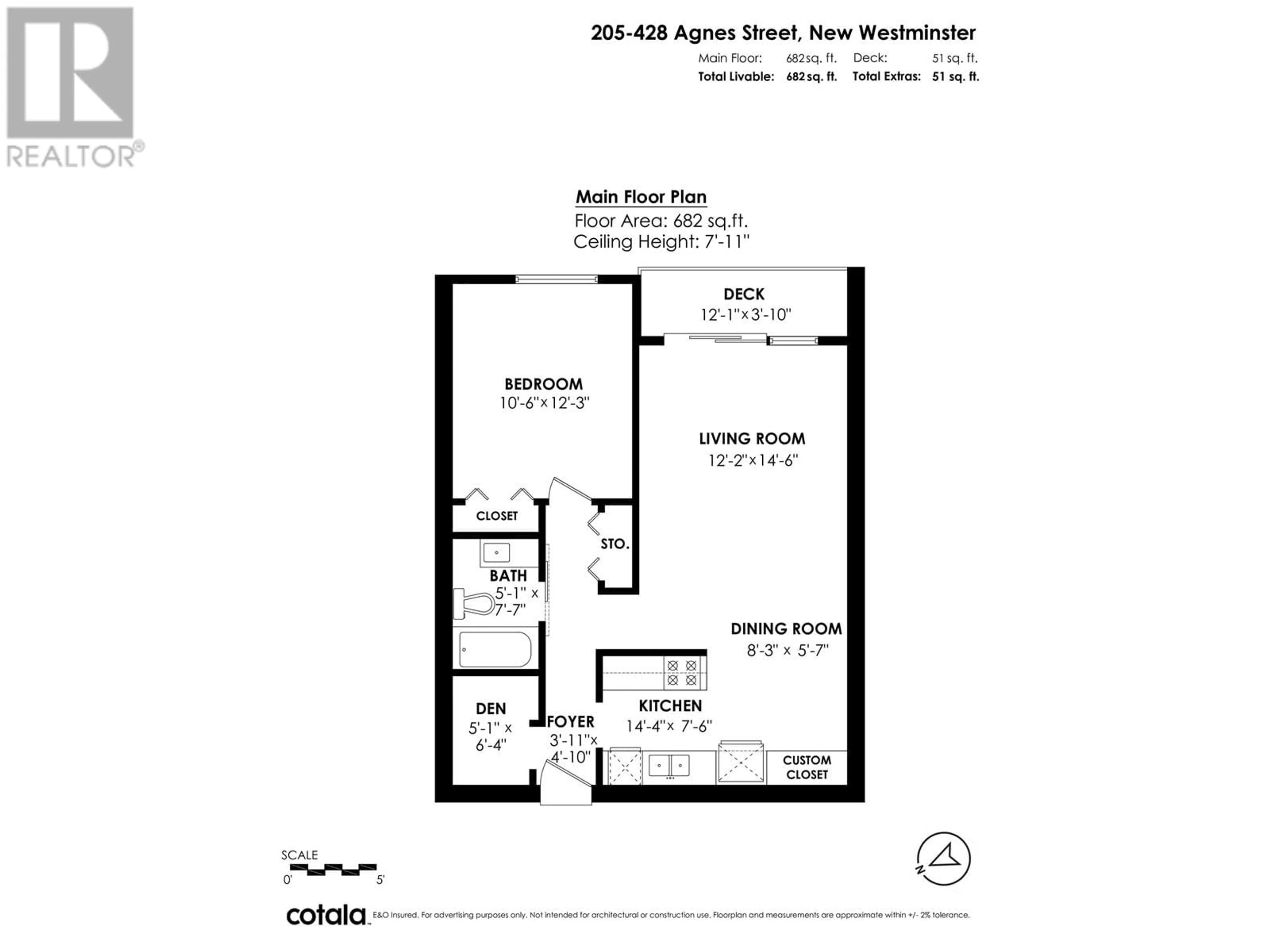 Floor plan for 205 428 AGNES STREET, New Westminster British Columbia V3L1G1