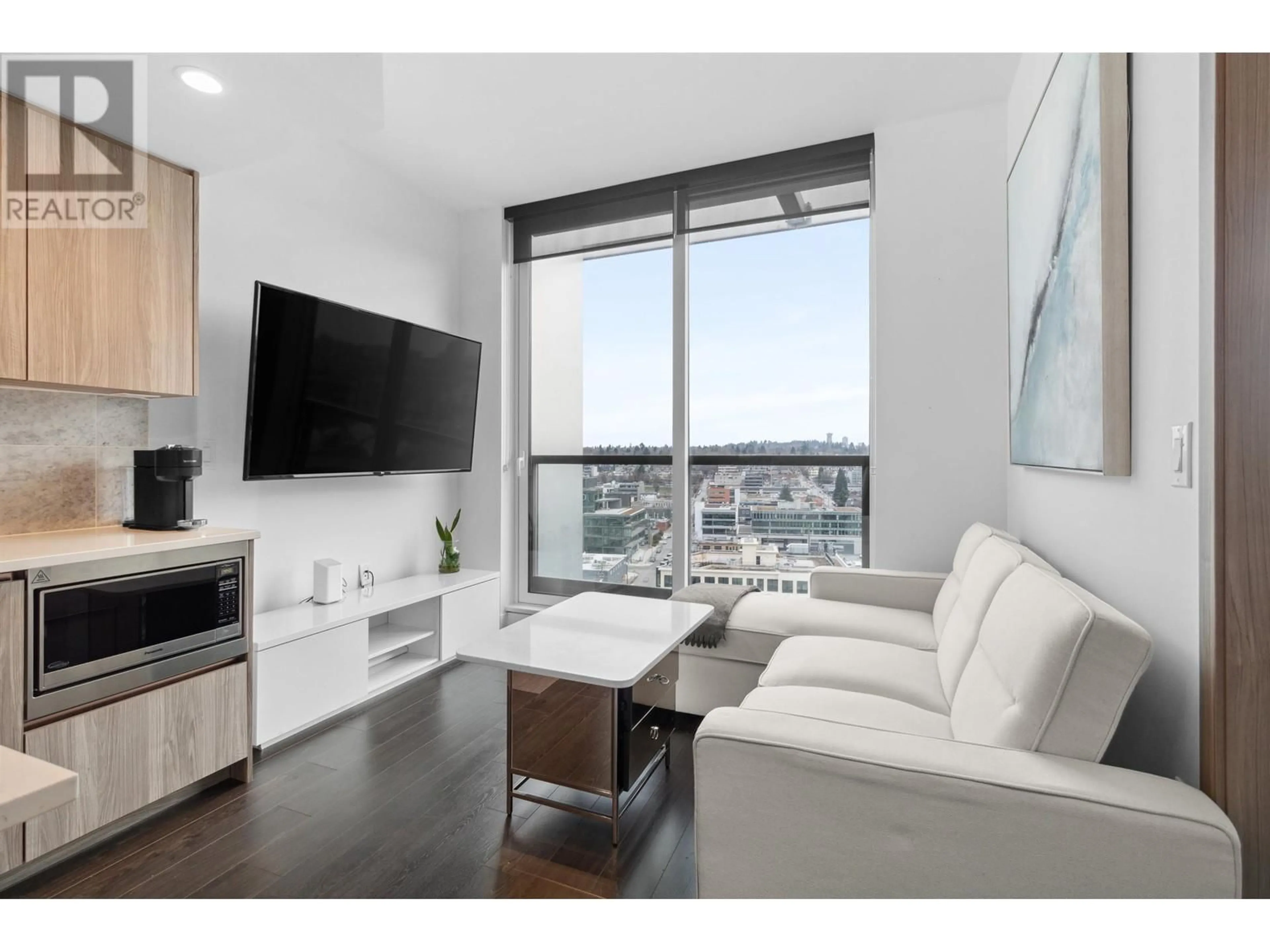 Living room with furniture, wood/laminate floor for 1707 - 1768 COOK STREET, Vancouver British Columbia V5Y0N3