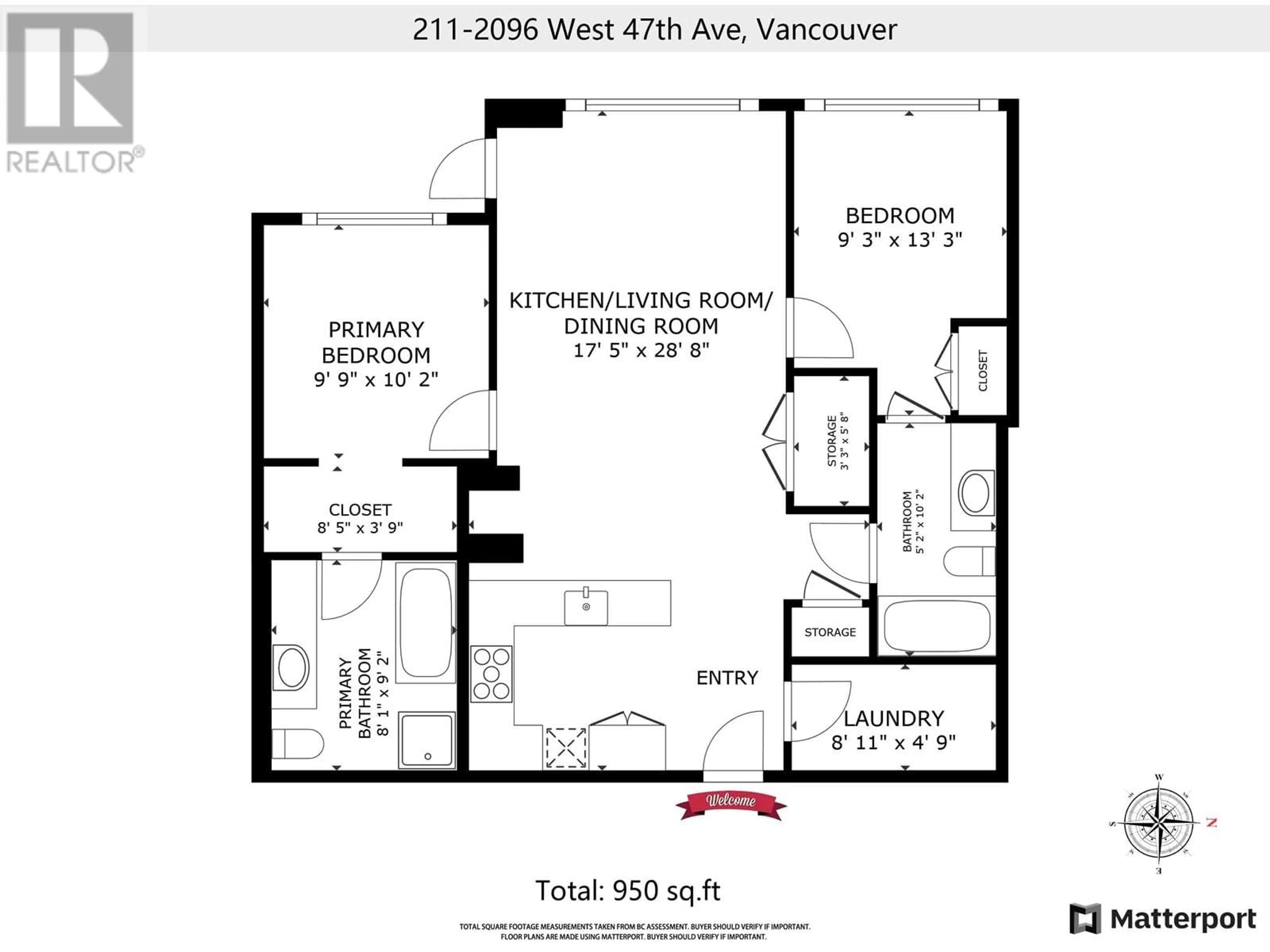 Floor plan for 211 2096 W 47TH AVENUE, Vancouver British Columbia V6M2M7