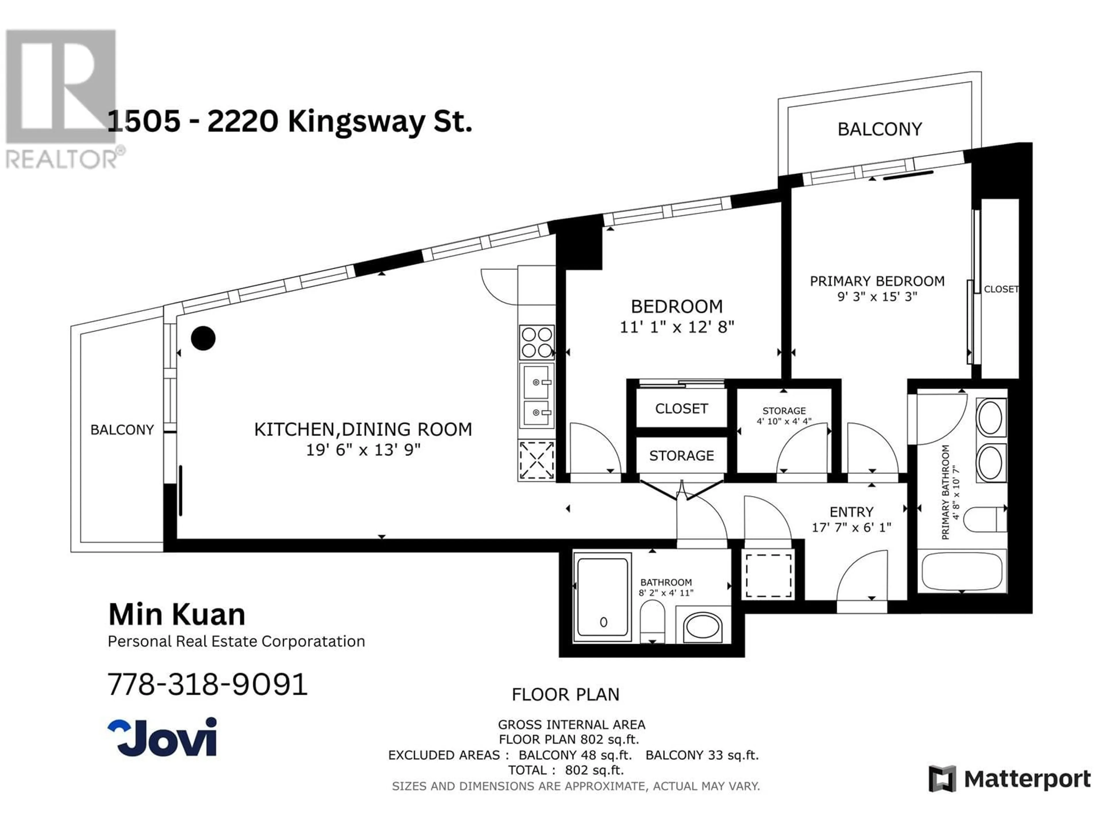 Floor plan for 1505 2220 KINGSWAY, Vancouver British Columbia V5N2T7