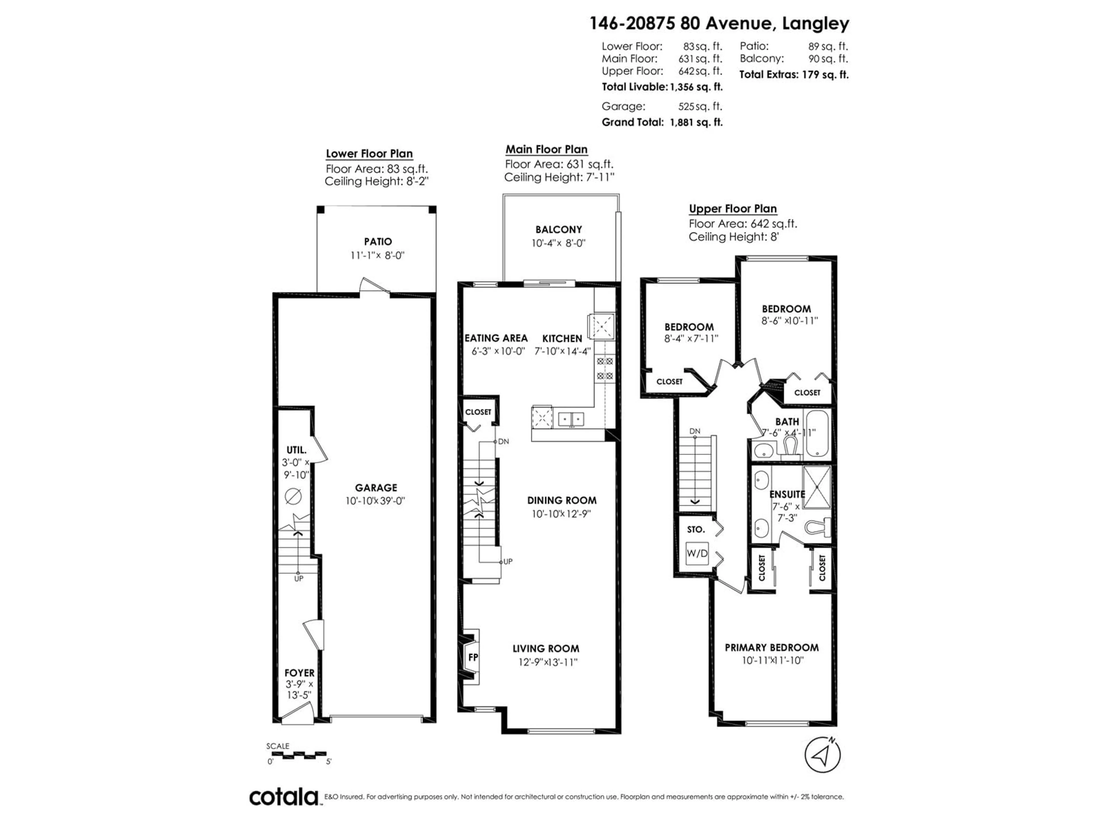 Floor plan for 146 20875 80 AVENUE, Langley British Columbia V2Y0B2