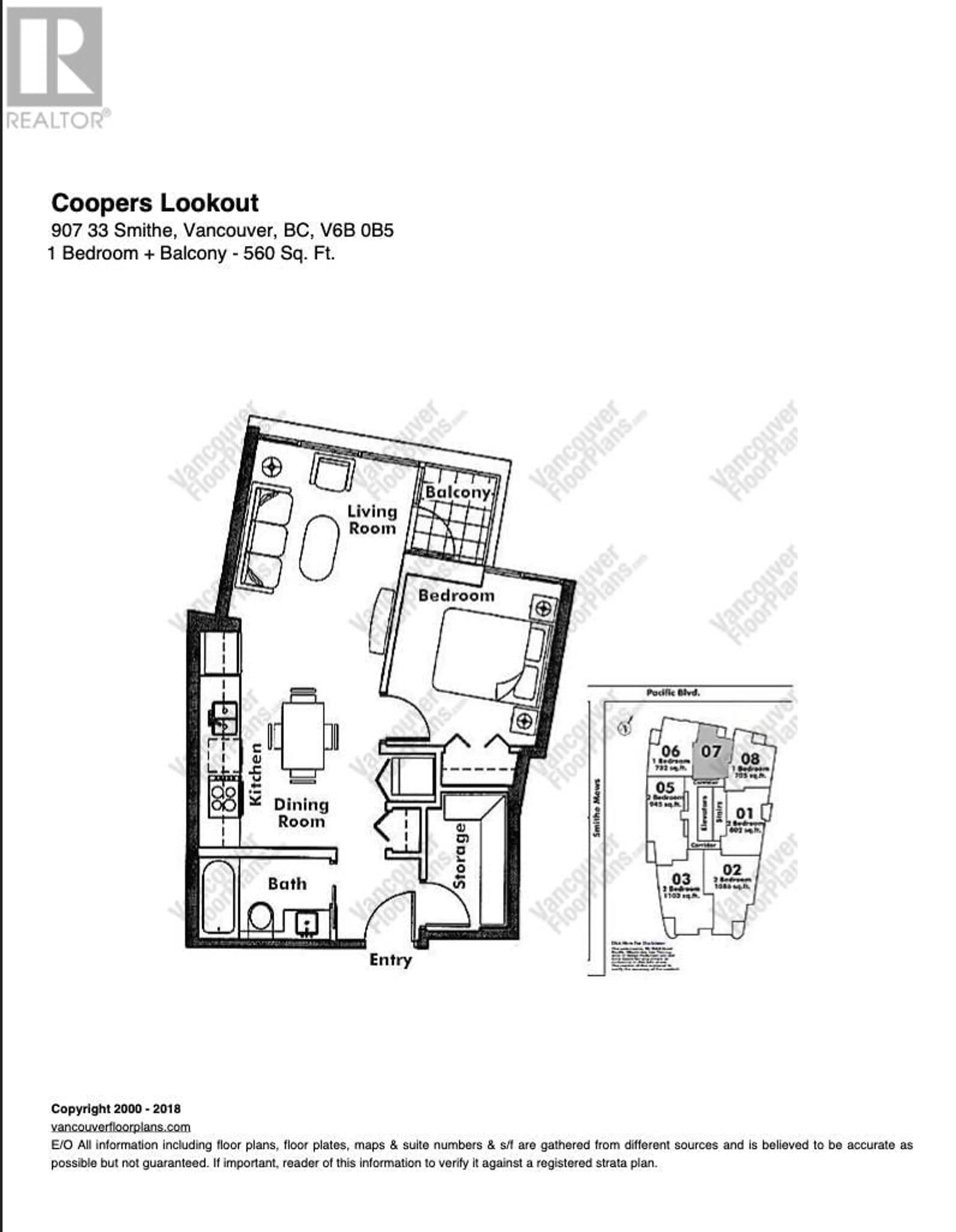 Floor plan for 907 33 SMITHE STREET, Vancouver British Columbia V6B0B5