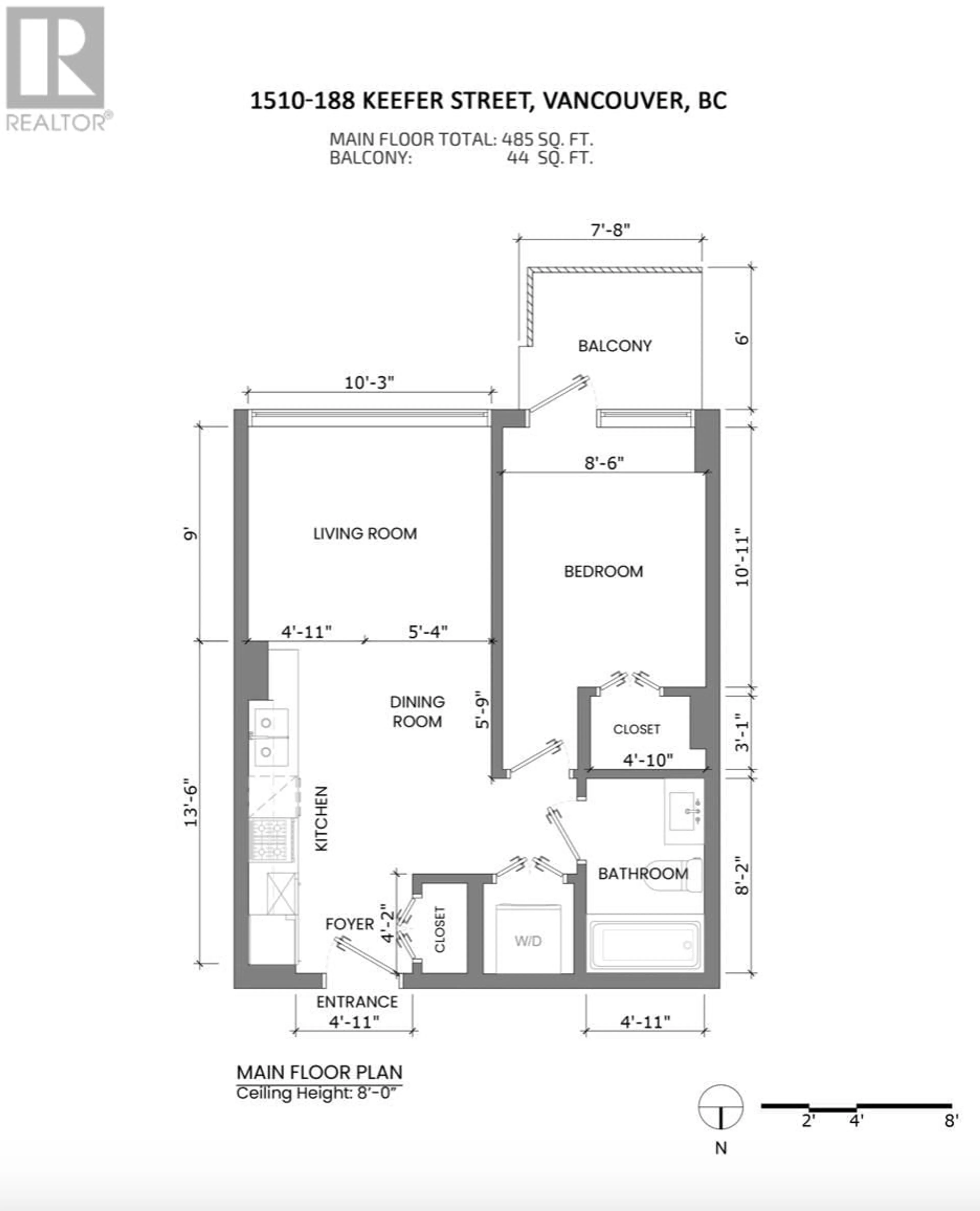 Floor plan for 1510 188 KEEFER STREET, Vancouver British Columbia V6A0E3