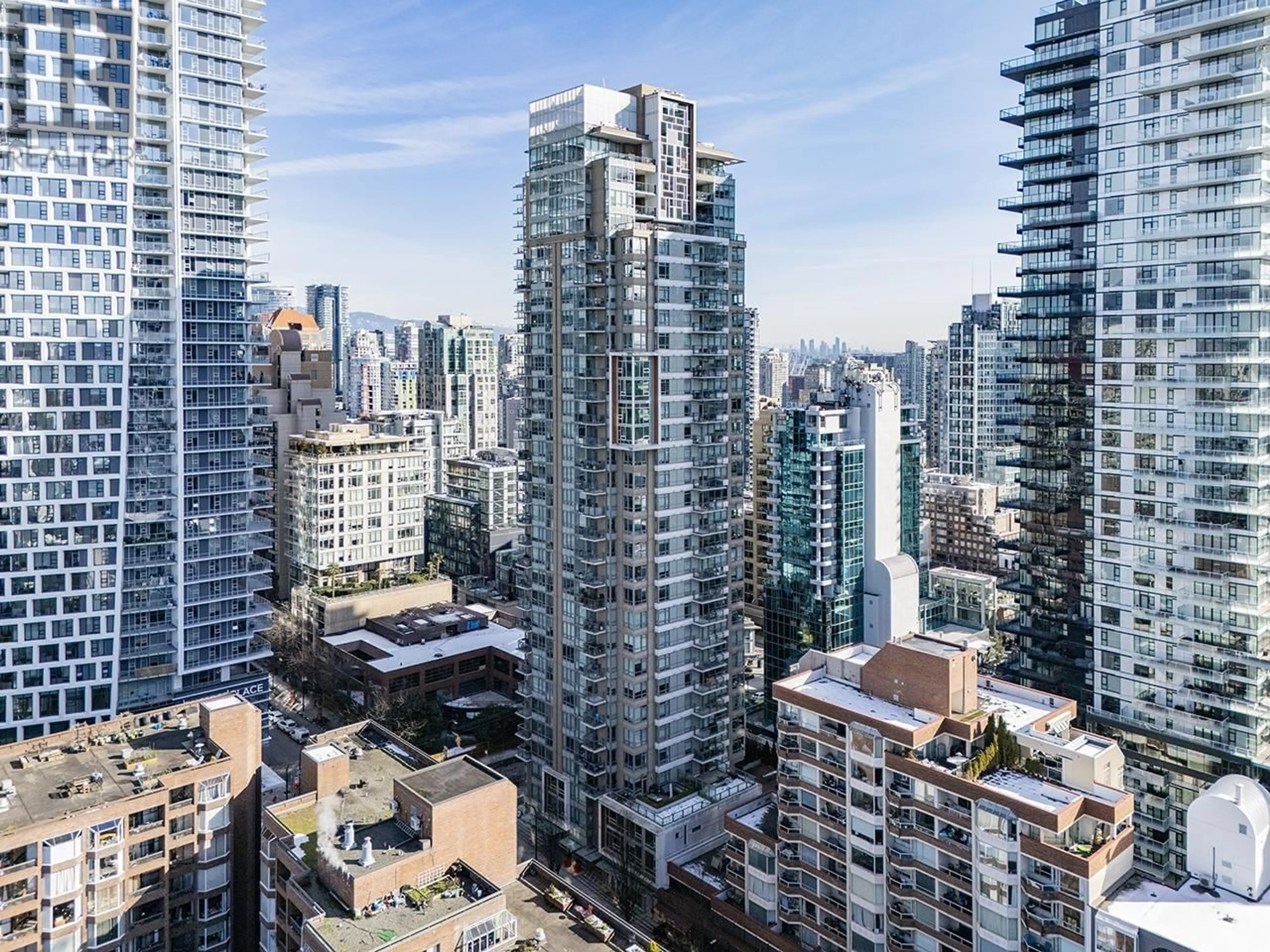 A pic from outside/outdoor area/front of a property/back of a property/a pic from drone, city buildings view from balcony for 1401 - 1308 HORNBY STREET, Vancouver British Columbia V6Z0C5
