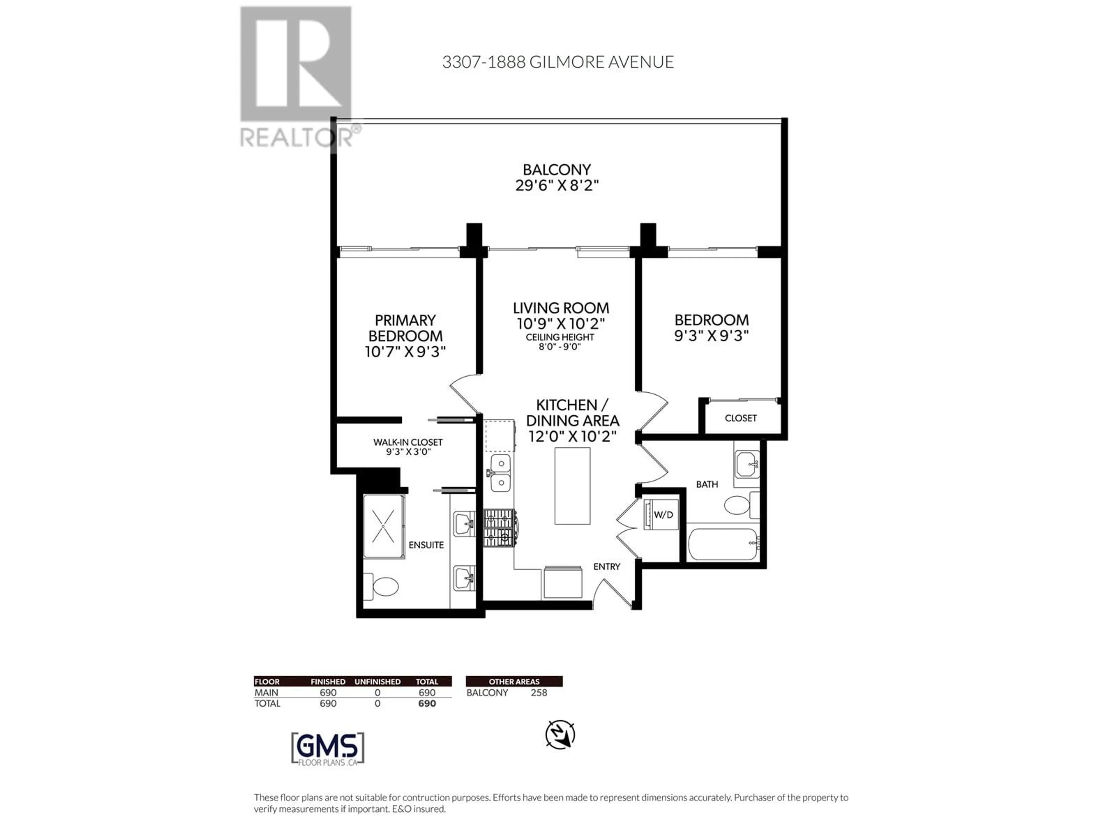 Floor plan for 3307 1888 GILMORE AVENUE, Burnaby British Columbia V5C0L2