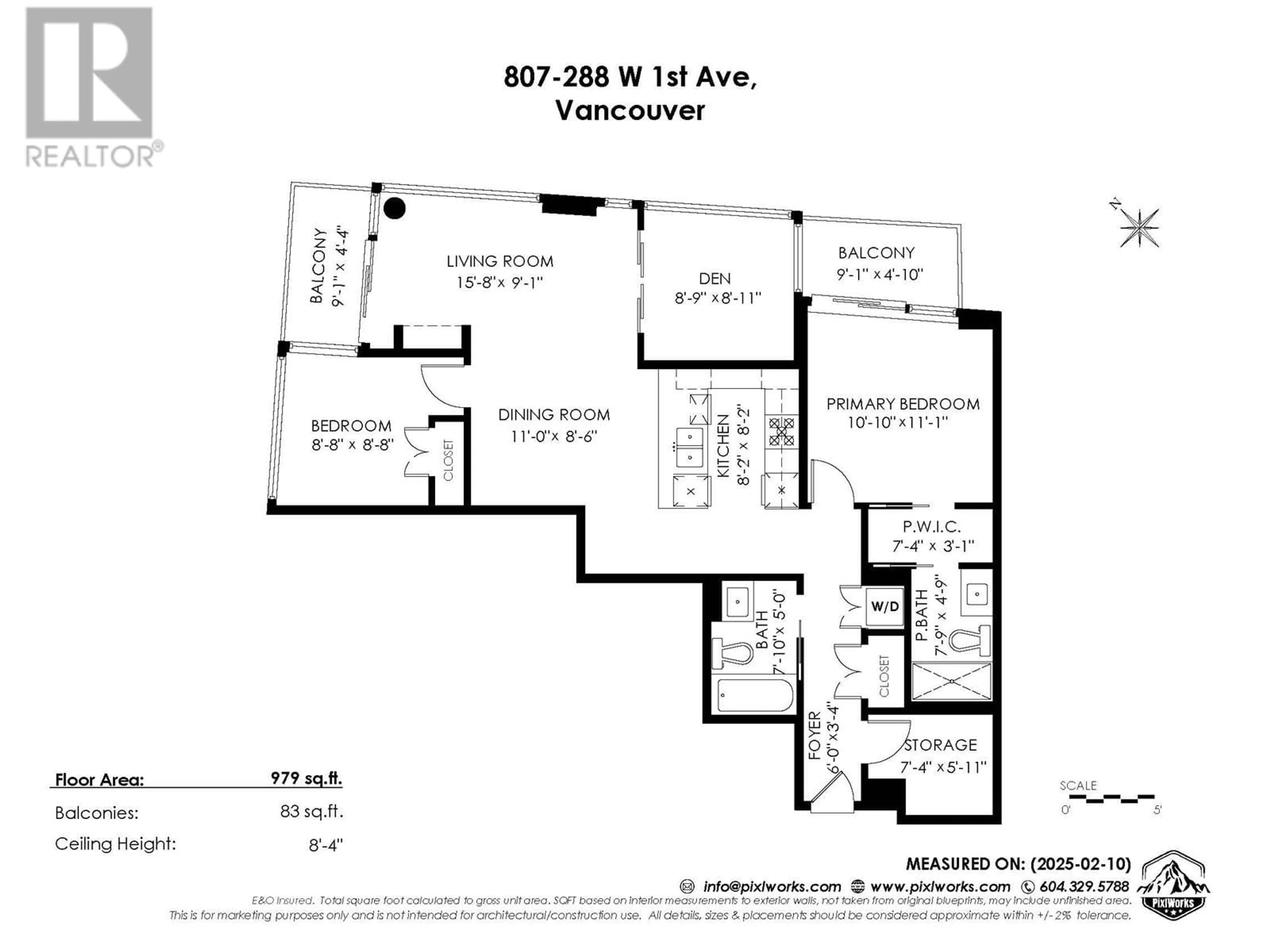 Floor plan for 807 288 W 1ST AVENUE, Vancouver British Columbia V5Y0E9