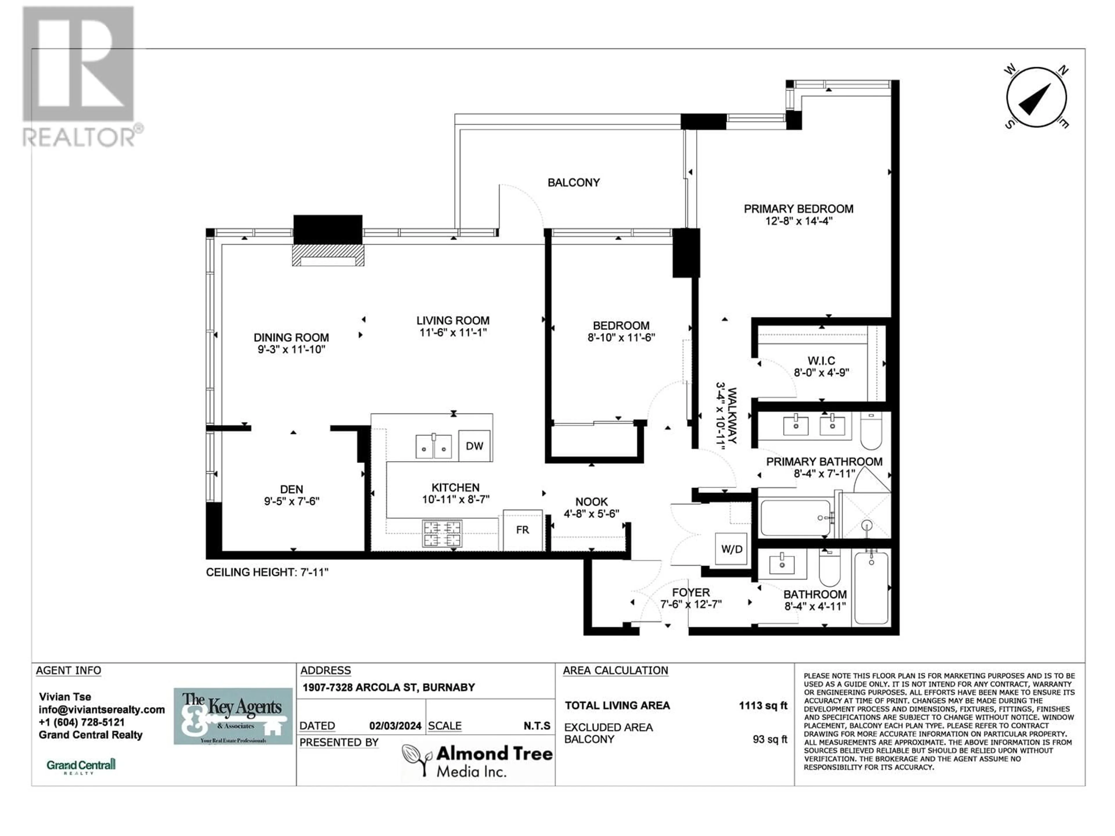 Floor plan for 1907 7328 ARCOLA STREET, Burnaby British Columbia V5E0A7