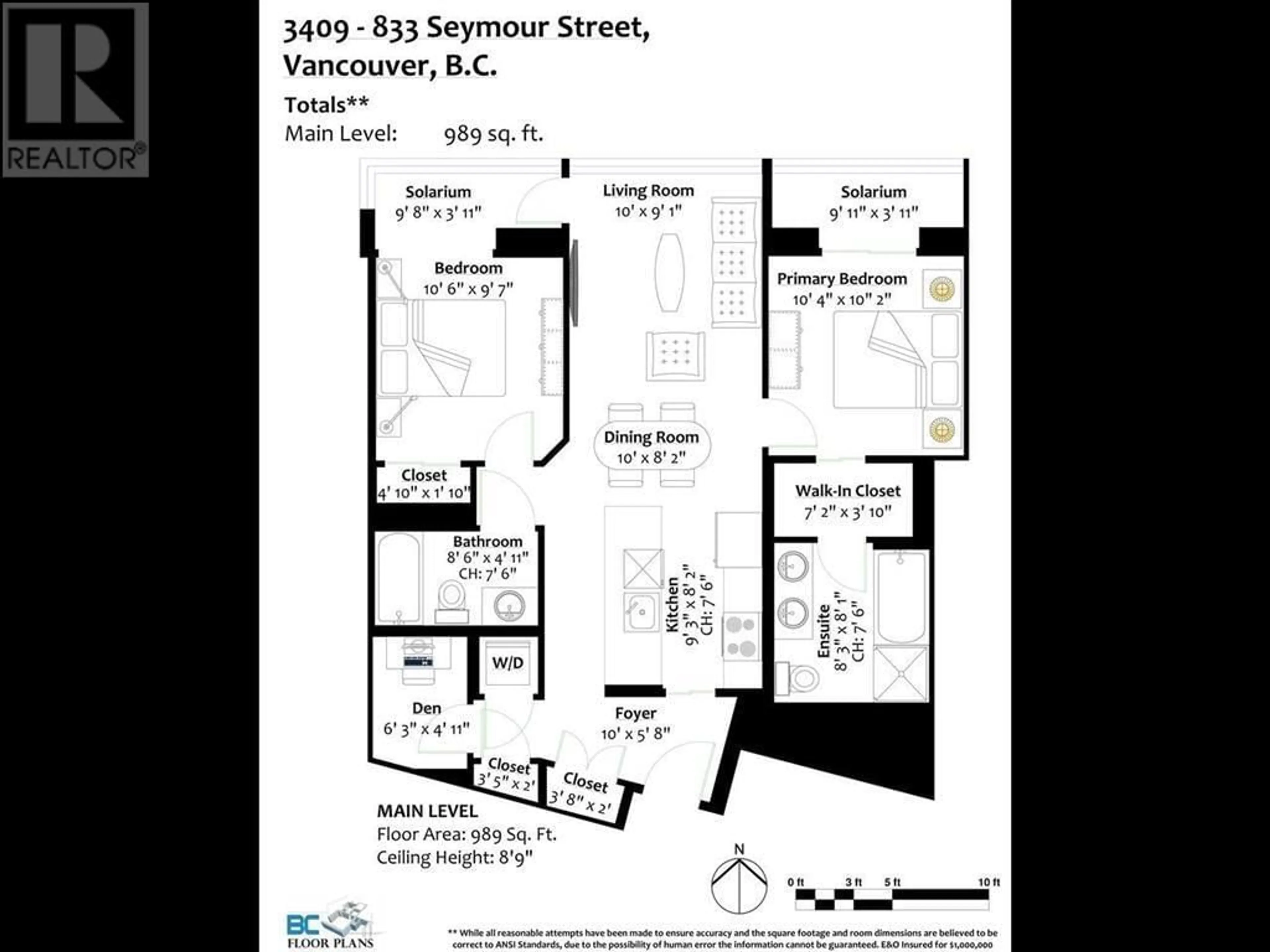 Floor plan for 3409 833 SEYMOUR STREET, Vancouver British Columbia V6B0G4