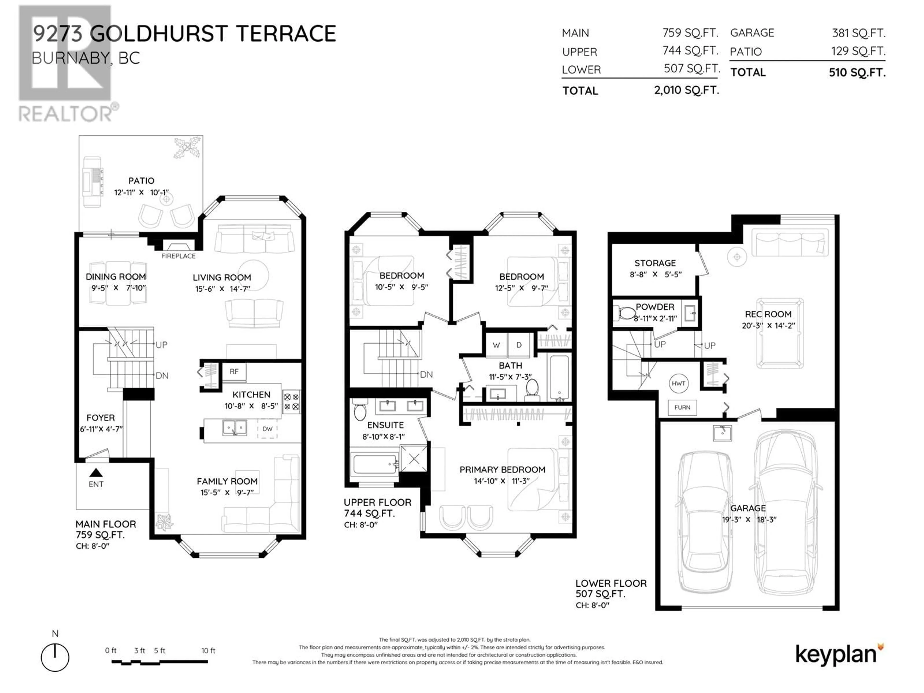 Floor plan for 9273 GOLDHURST TERRACE, Burnaby British Columbia V5A4P5