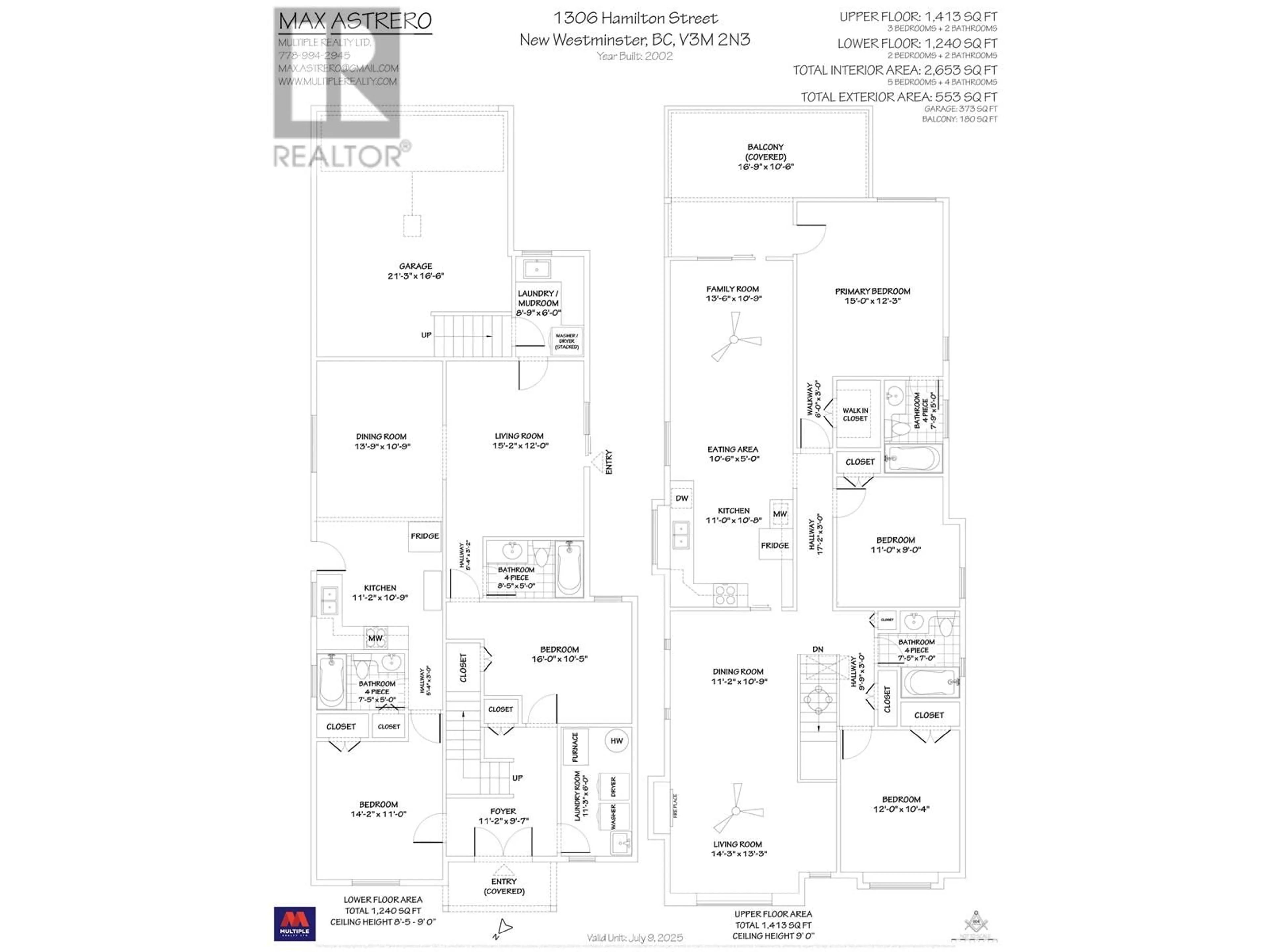 Floor plan for 1306 HAMILTON STREET, New Westminster British Columbia V3M2N3